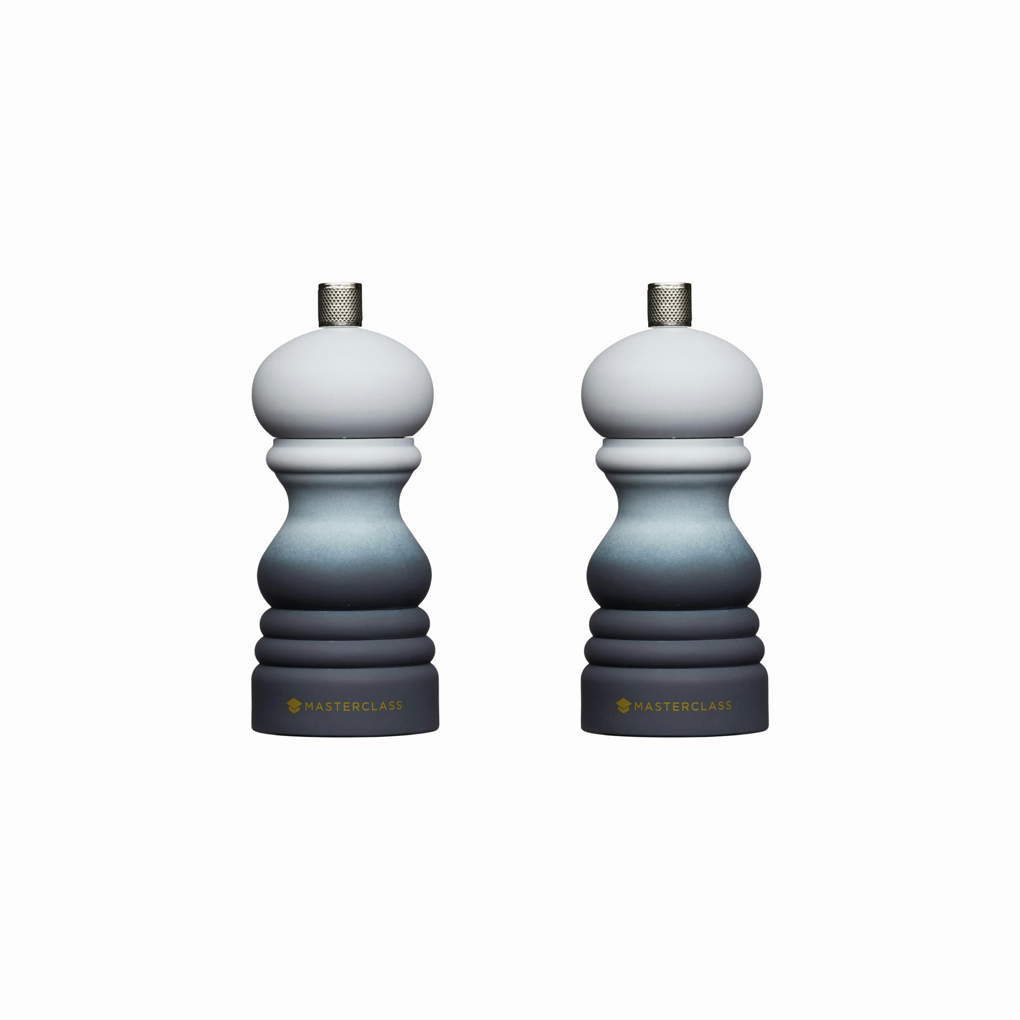 Rackhams Green/Grey Salt Or Pepper Mill Set With Interchangeable Caps, Set Of 2 Ombre Capstan Mills With Manual Ceramic Grinders, 12Cm - Abs Body - Salt & Pepper
