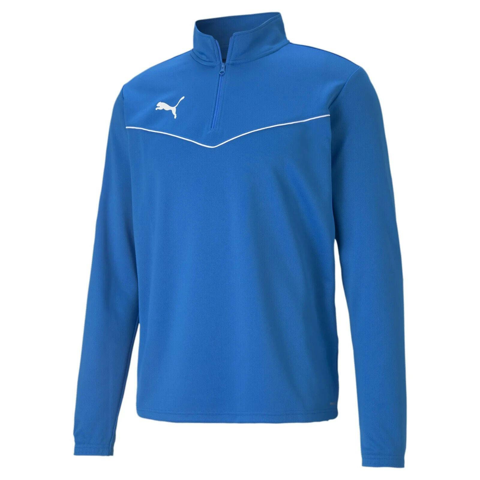 Puma Men's Blue Teamrise 1/4 Tracksuit Zip Drill Midlayer Top 657394 - S