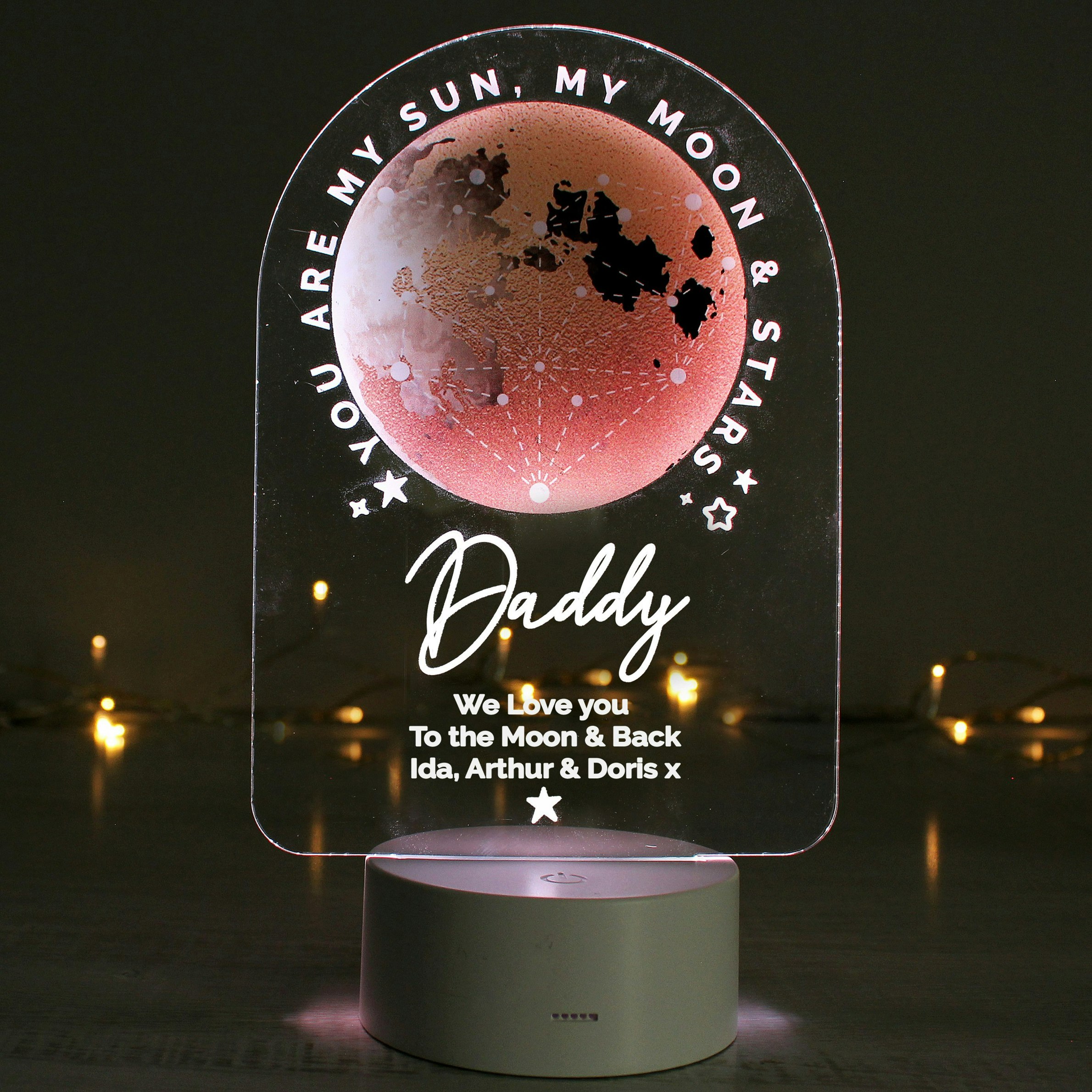 Rackhams Light Personalised Sun Moon & Stars Led Colour Changing Night