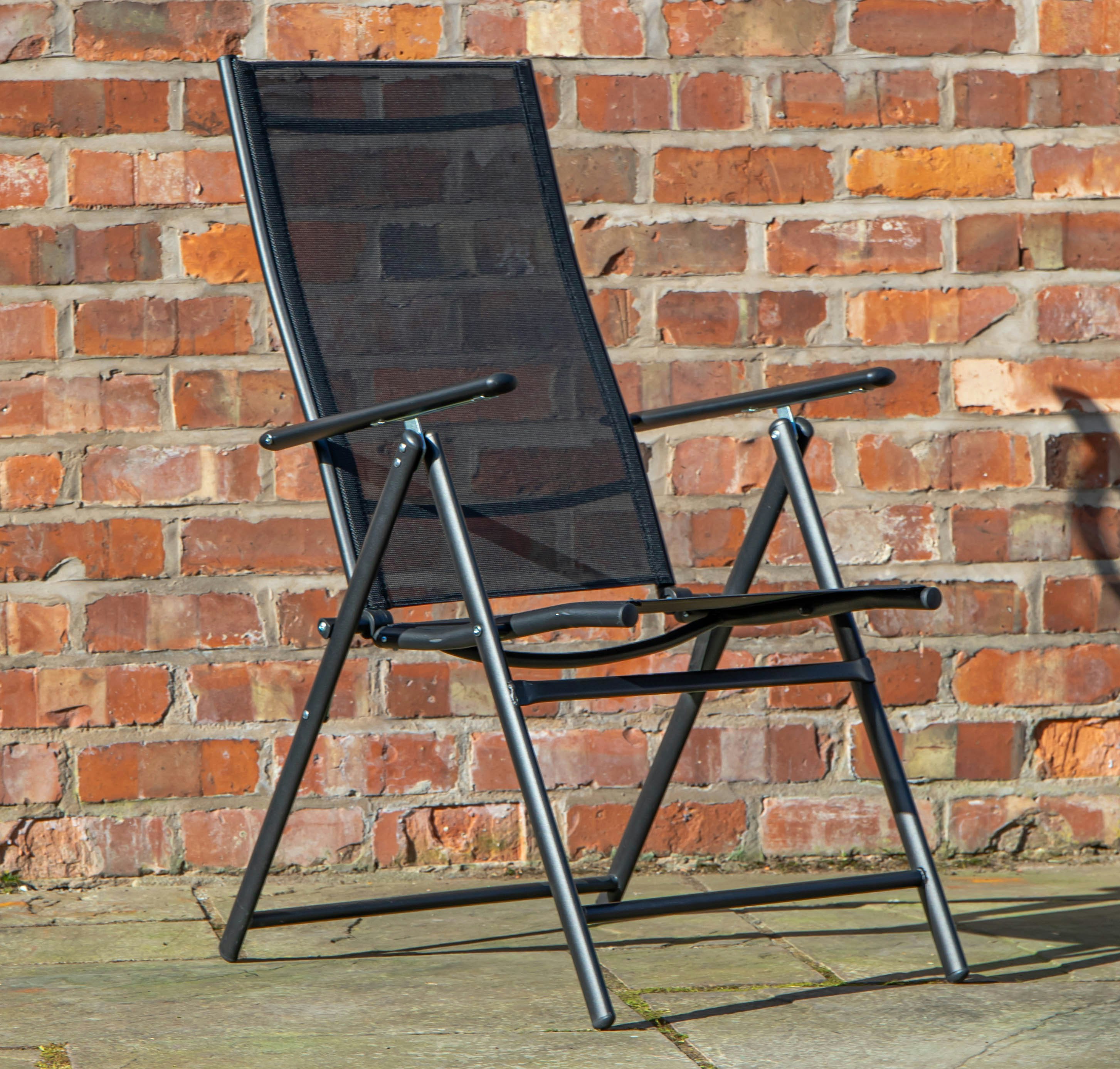 Rackhams Black Outdoor Garden Patio Multi Position Reclining Folding Chair In