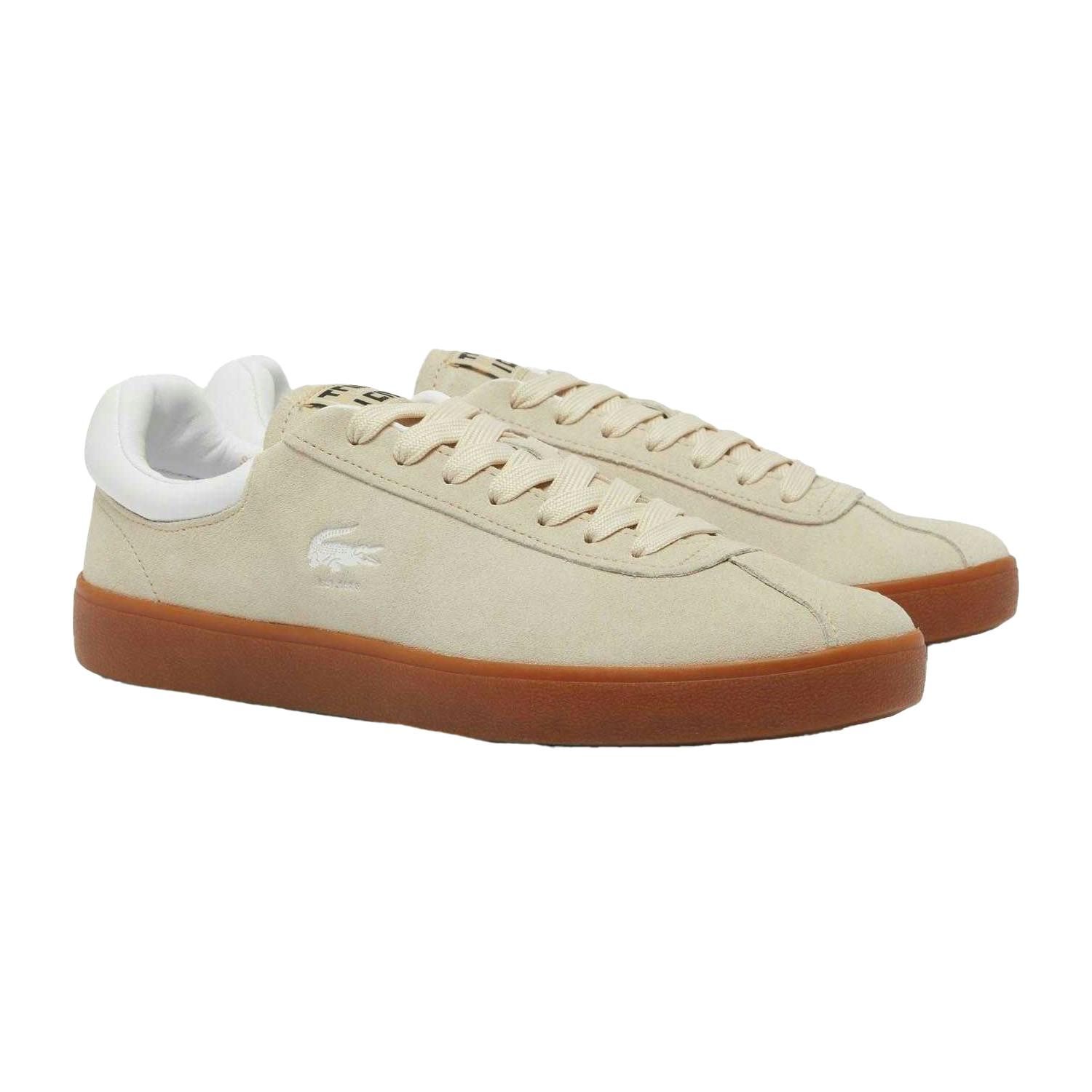 Lacoste Men's Beige Baseshot Suede Trainers - 9 Uk - 100% Mixed