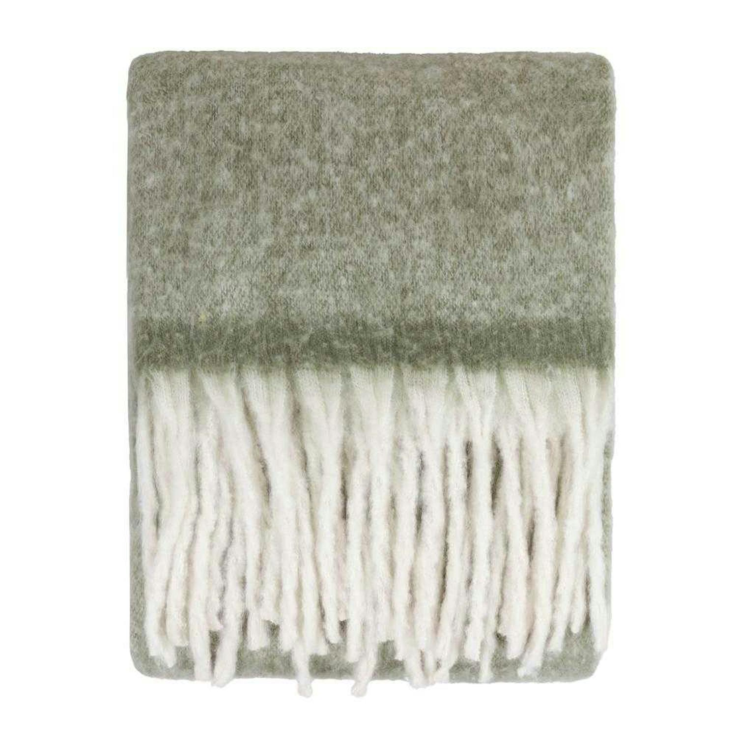 Rackhams Green Woven Tassel Throw - 140Cm X 180Cm - 100% Polyester