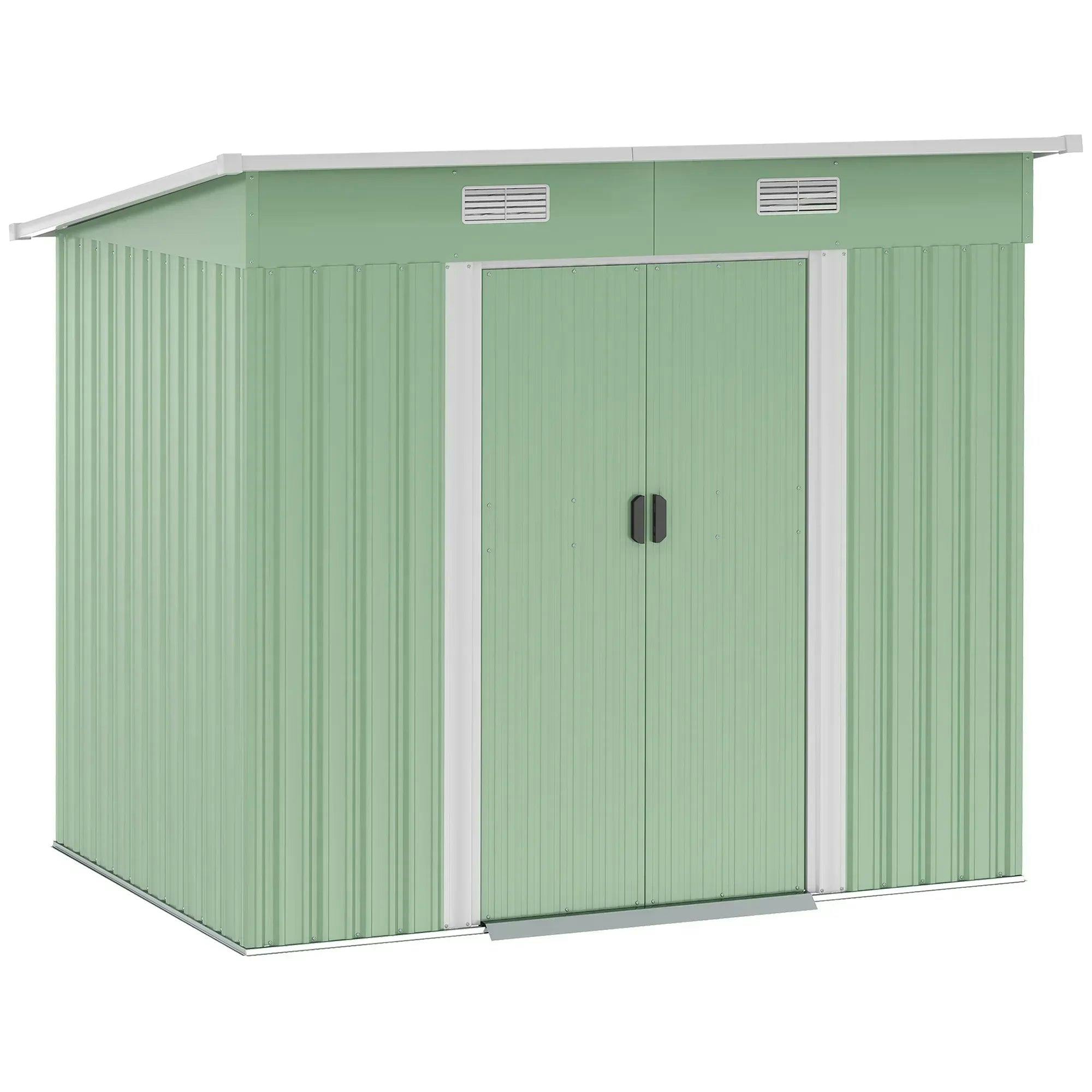 B&Q - 7 X 4Ft Outdoor Garden Storage Shed For Backyard Patio Light Green - Image 5