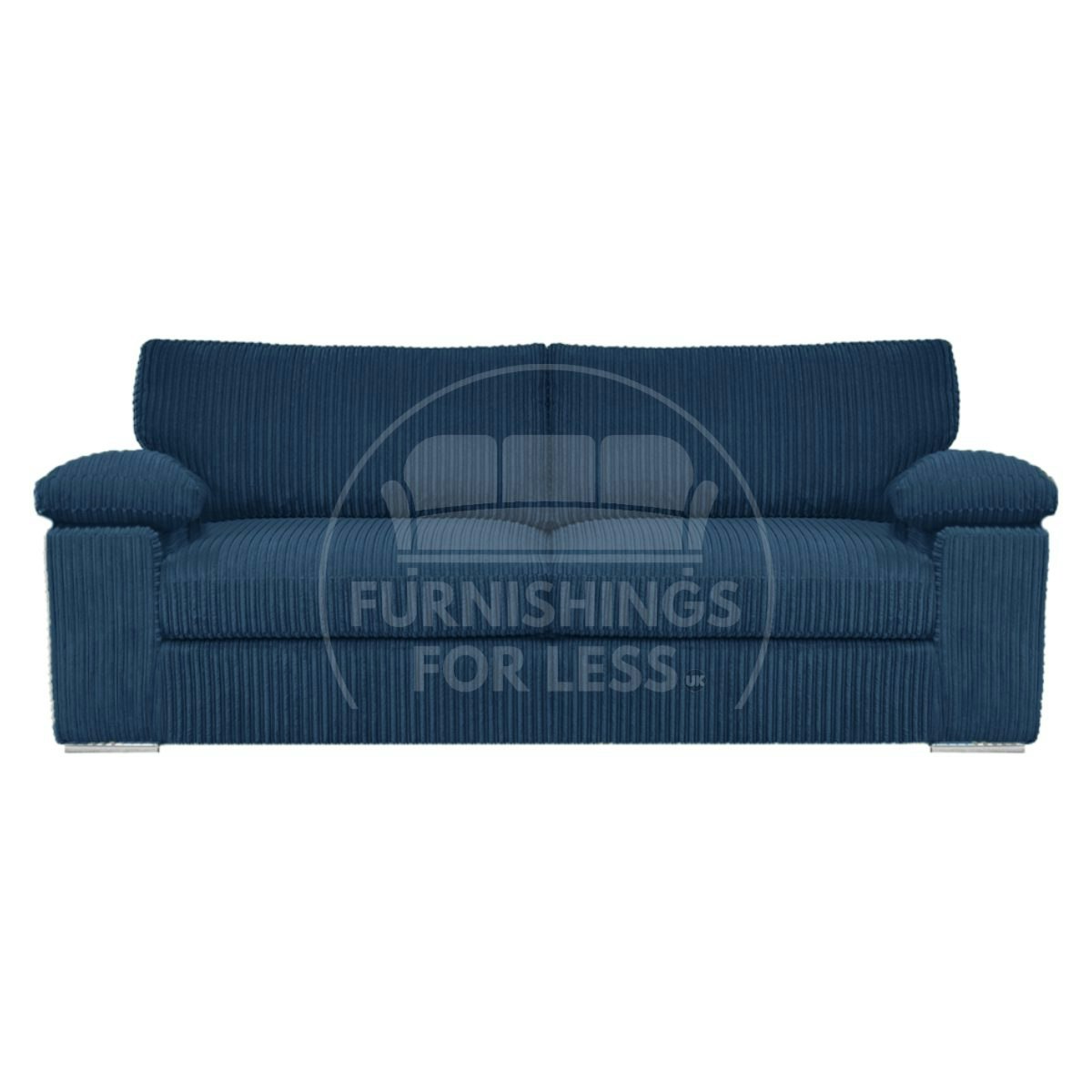 Furnishings For Less Blue Delta Full Jumbo Cord 3 Seater Sofa - Marine