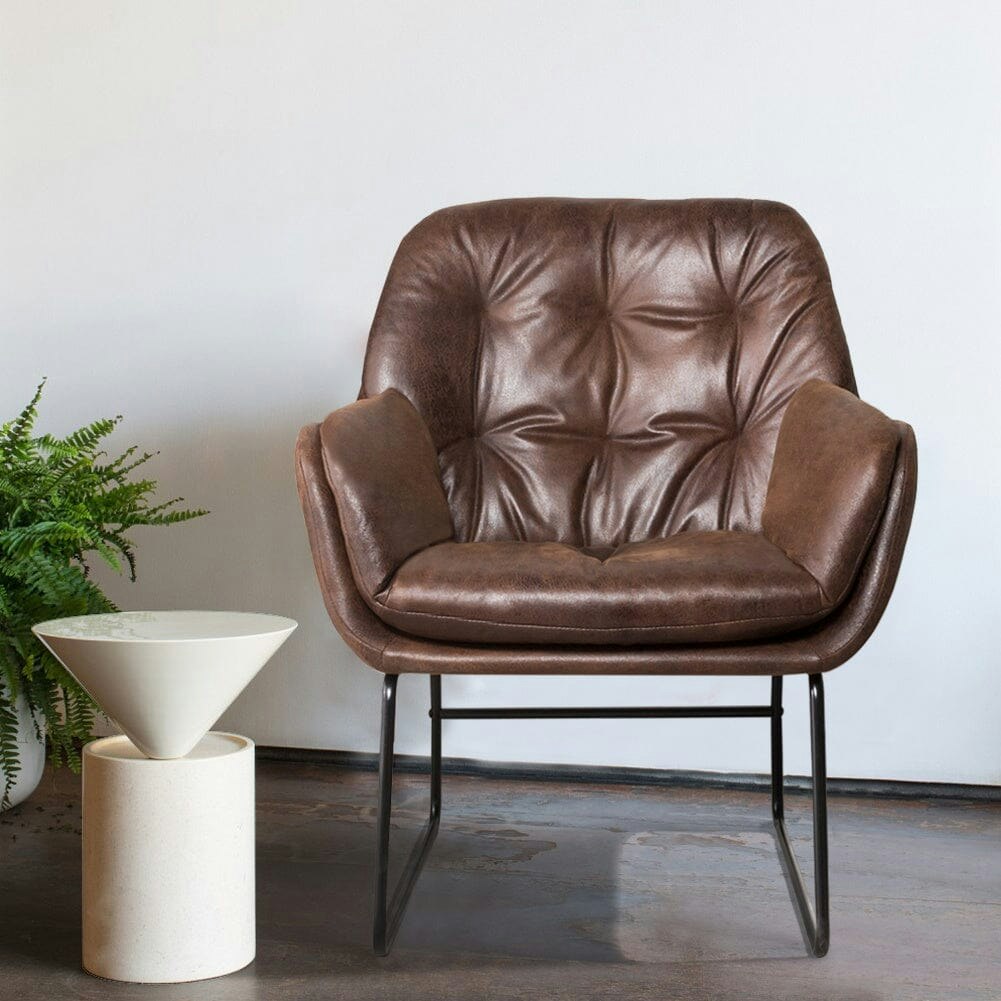 Rackhams Brown 75Cm Wide Faux Leather Armchair Double Layer Padded Occasional Chair - Faux Leather