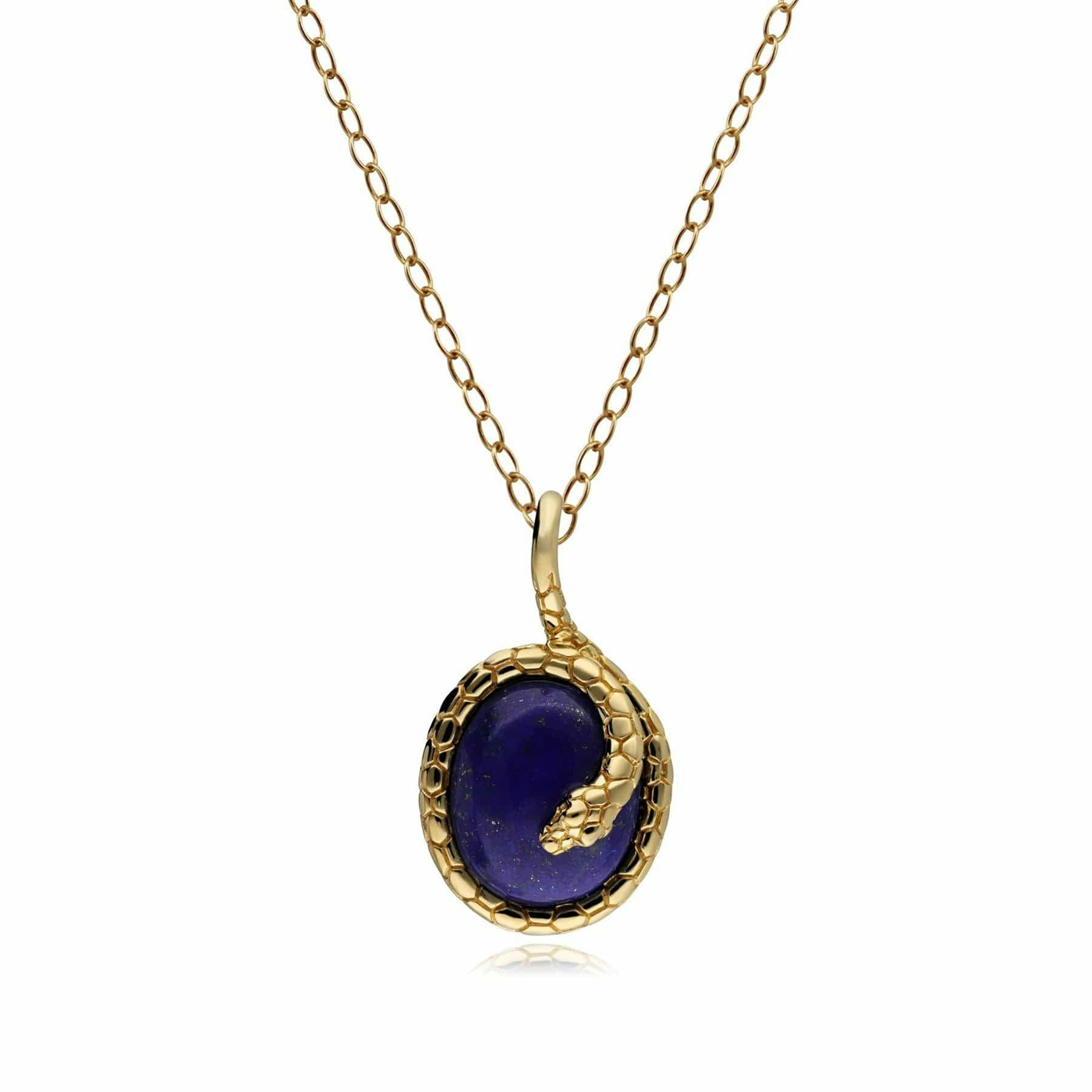 Gemondo Women's Gold/Silver Ecfew™ Oval Lapis Lazuli Winding Snake Pendant Necklace In Plated Sterling