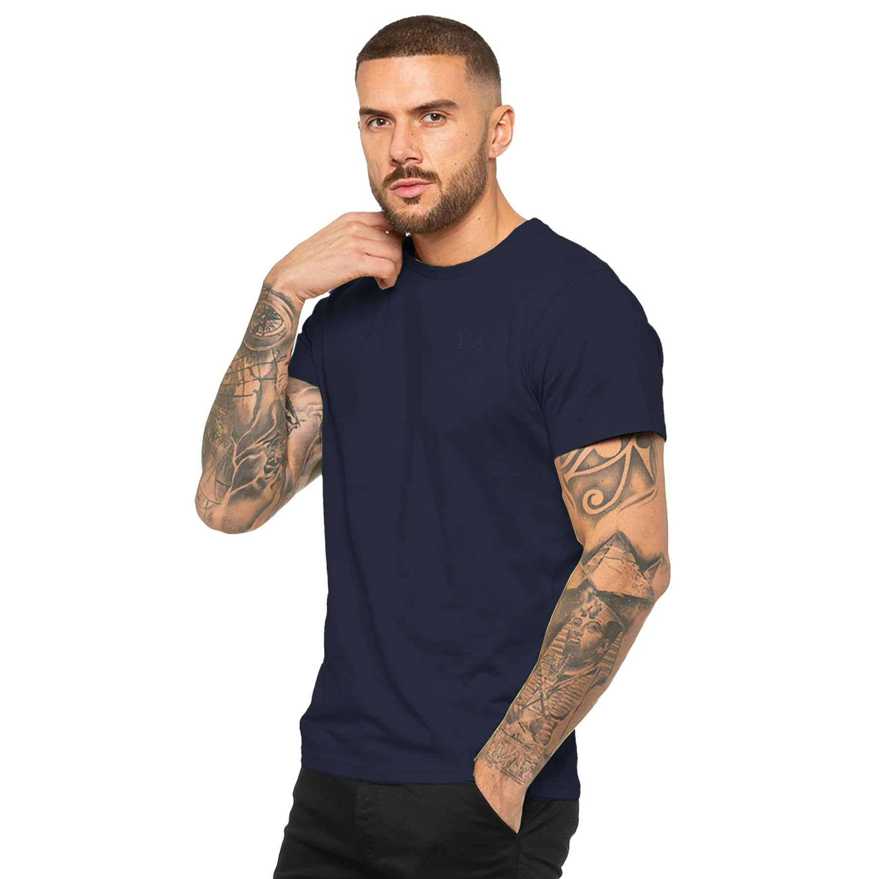 Enzo Men's Crew Neck T-Shirt - Sage - L - Sage - 100% Cotton