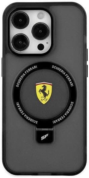 Ferrari Black Hardcase For Iphone 15 6.1" With Magsafe & Ring Stand - Fehmp15suscak