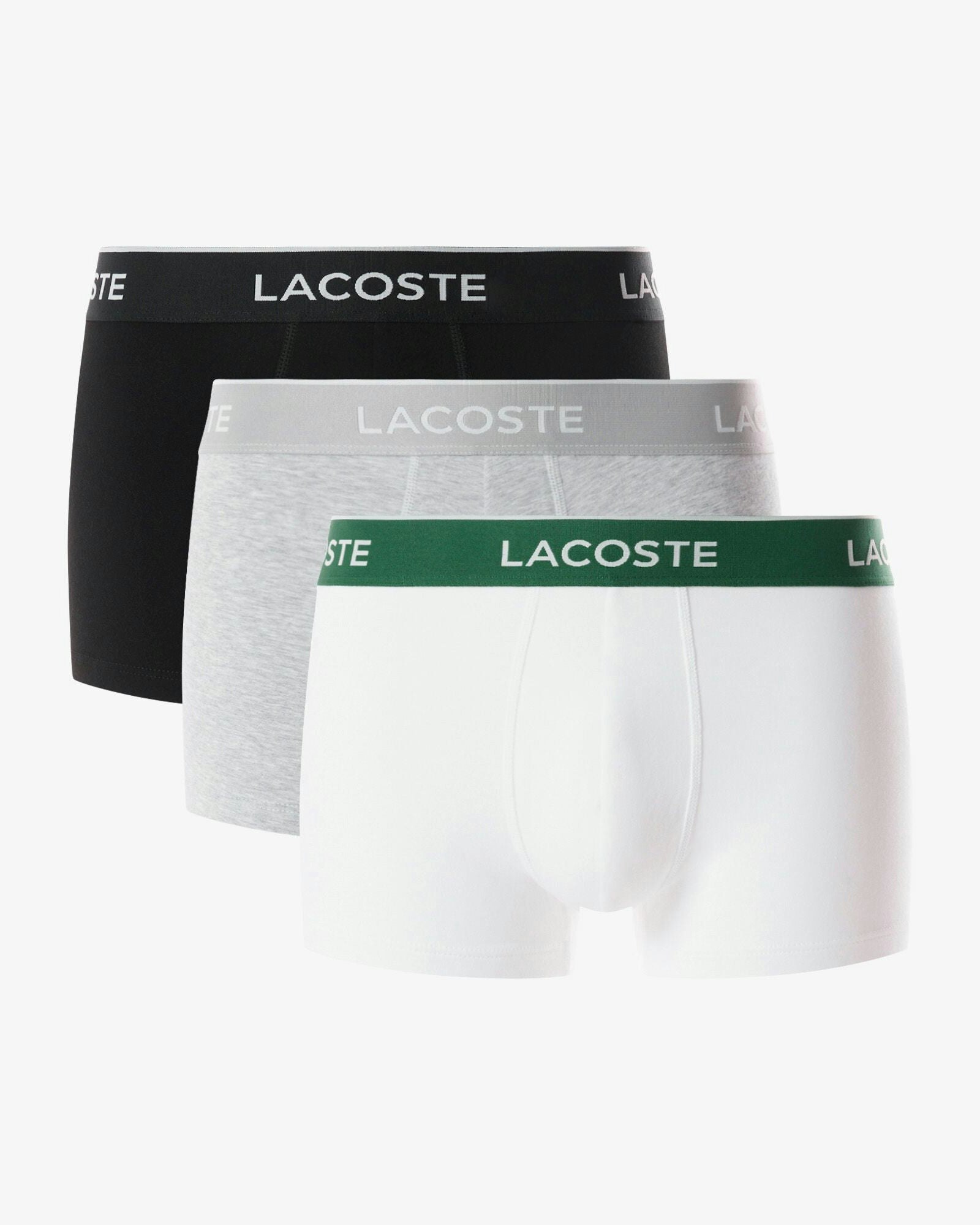 Lacoste Men's Black/White/Silver 3-Pack Of Trunks - /- Chine Nua - /- Chine Nua - L