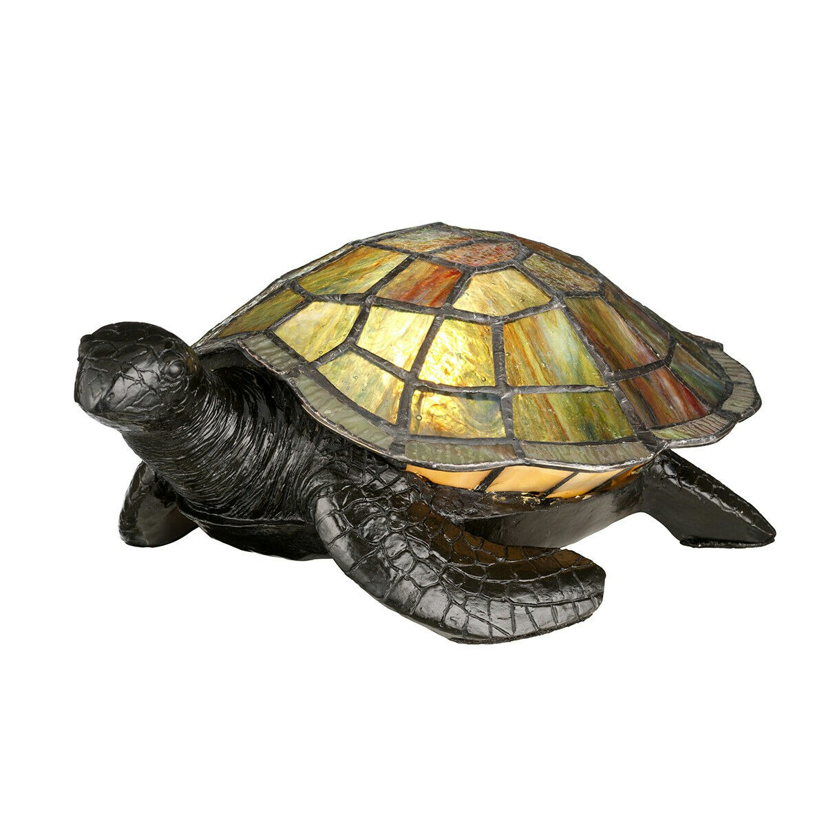 Rackhams Bronze Table Lamp Turtle Tortoise Battery Tiffany Style Shell Integrated Led G9 3W Led