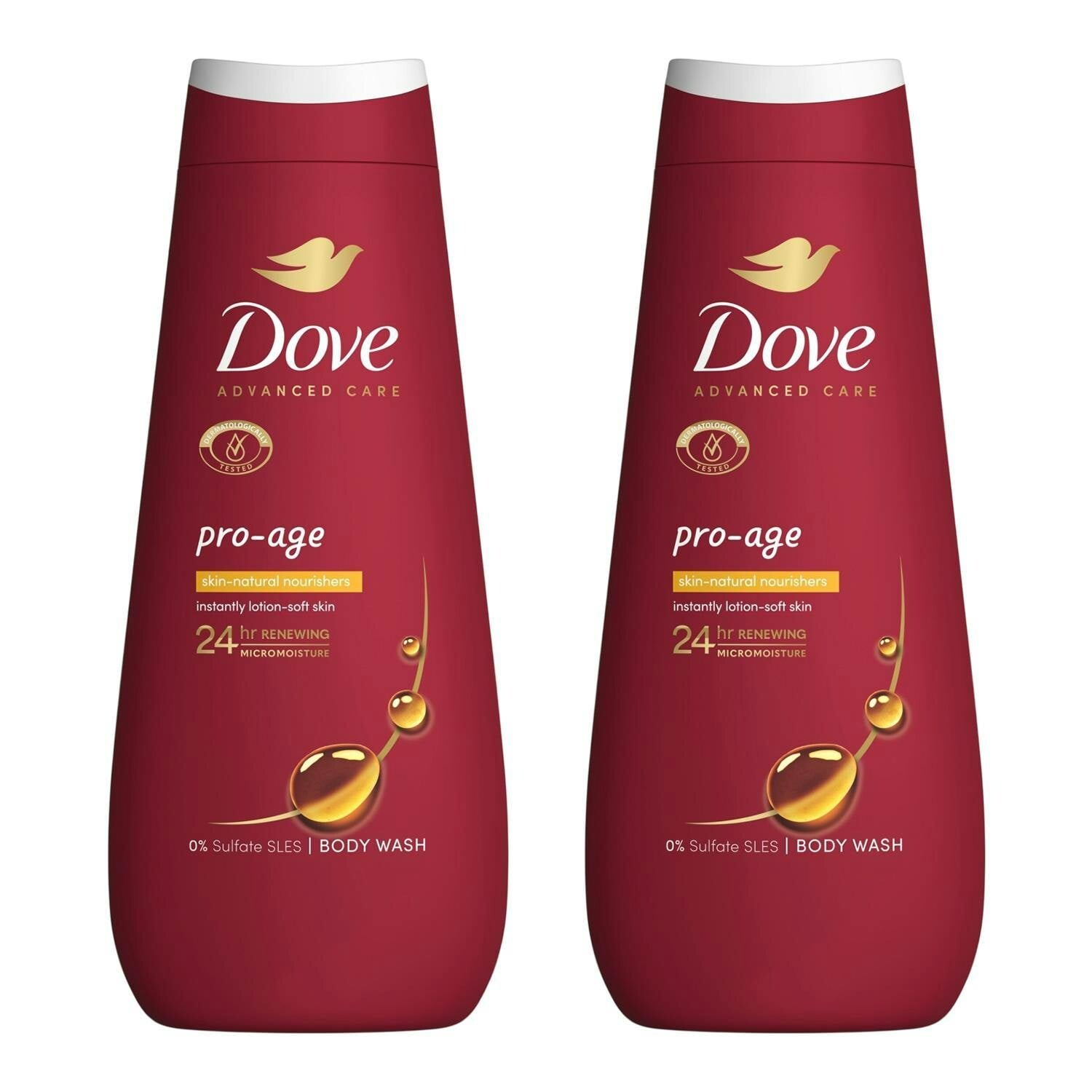 Dove Advanced Care Pro Age Body Wash 24H Renewing Micromoisture, 2X400ml