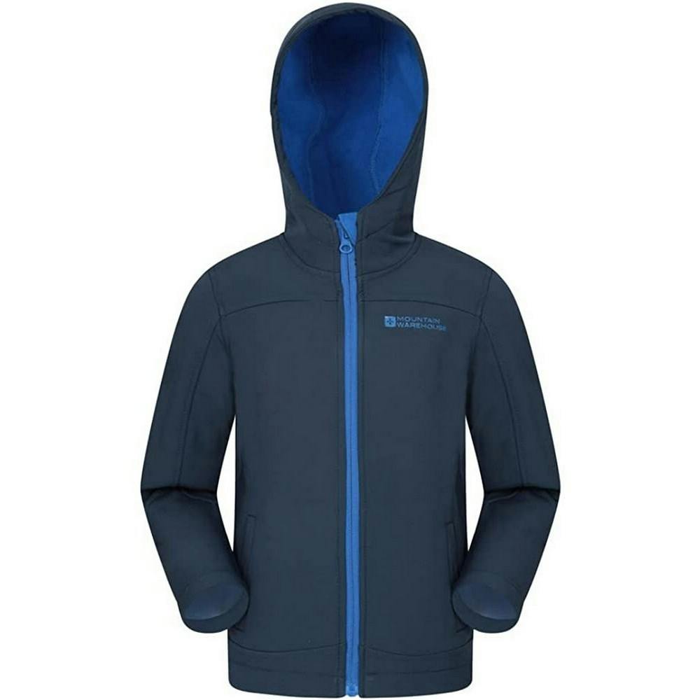 Mountain Warehouse Childrens/Kids Exodus Water Resistant Soft Shell Jacket - Navy - Navy - 9-10 Years - 95% Polyester/5% Elastane