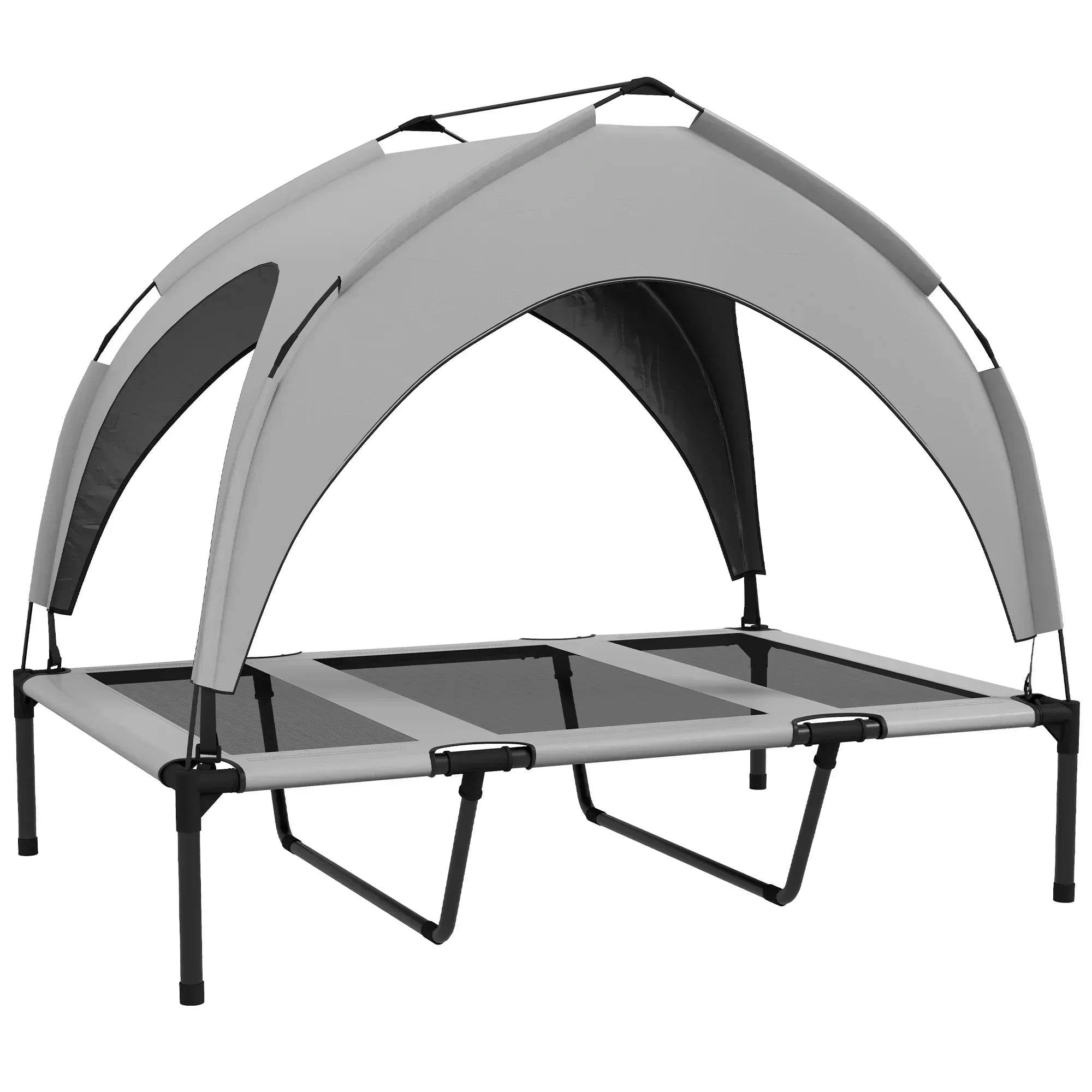 Pawhut Unisex Grey Cooling Raised Dog Bed W/ Breathable Mesh, For Dogs In Large - Image 4