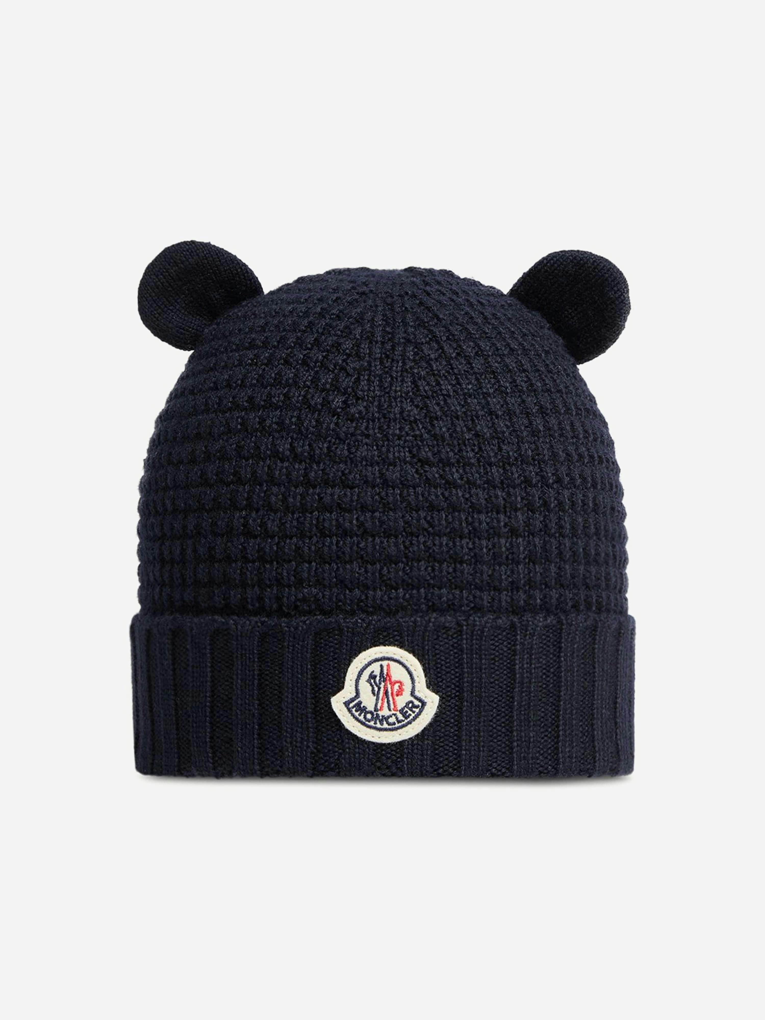 Moncler Enfant Men's Baby Wool Beanie Hat With Ears In Navy - Navy - Xs (12 - 18 Mths)