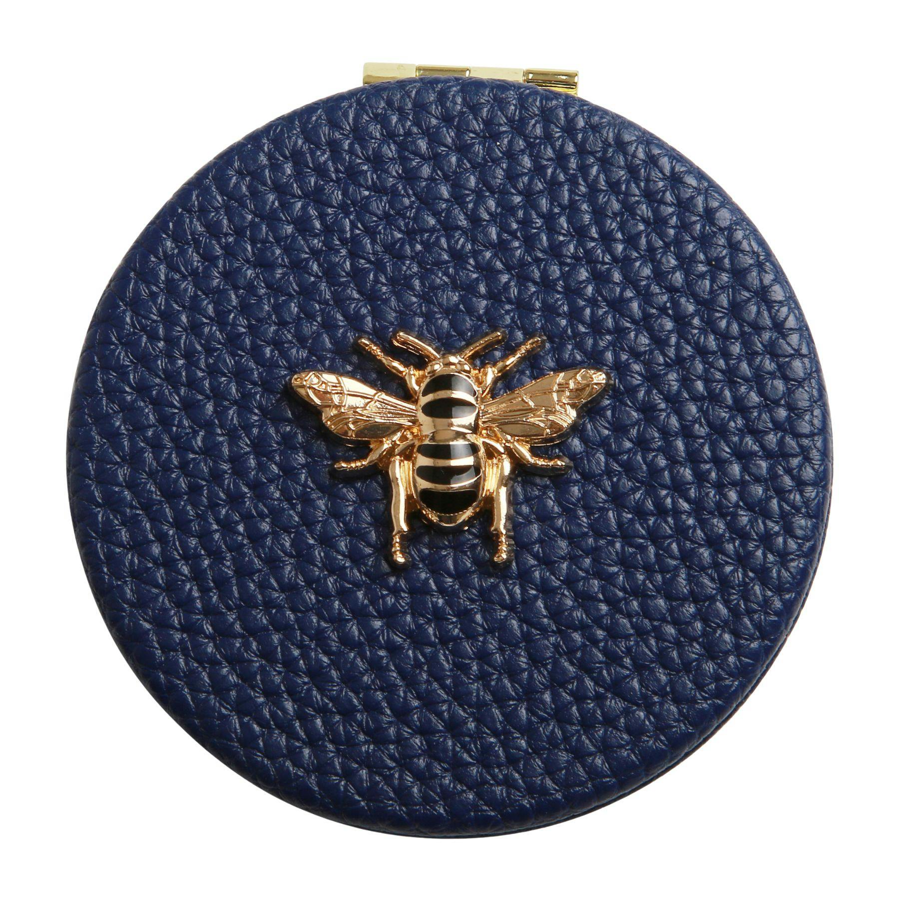 Alice Wheeler Gold London Bee Compact Mirror - Navy