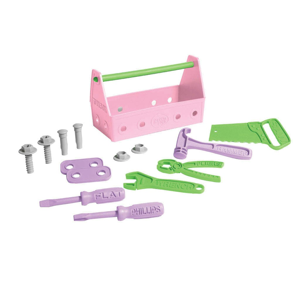 Green Toys Green/Pink Toys 15 Piece Tool Set - Made From 100% Recycled Plastic