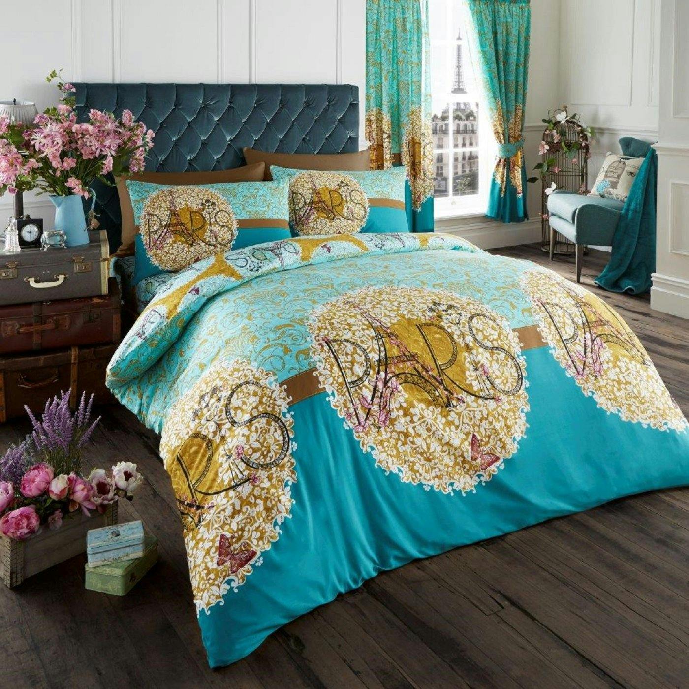 Rackhams Oooh Lala Duvet Cover And Pillowcase Set - Teal - King (220Cm X 235Cm)