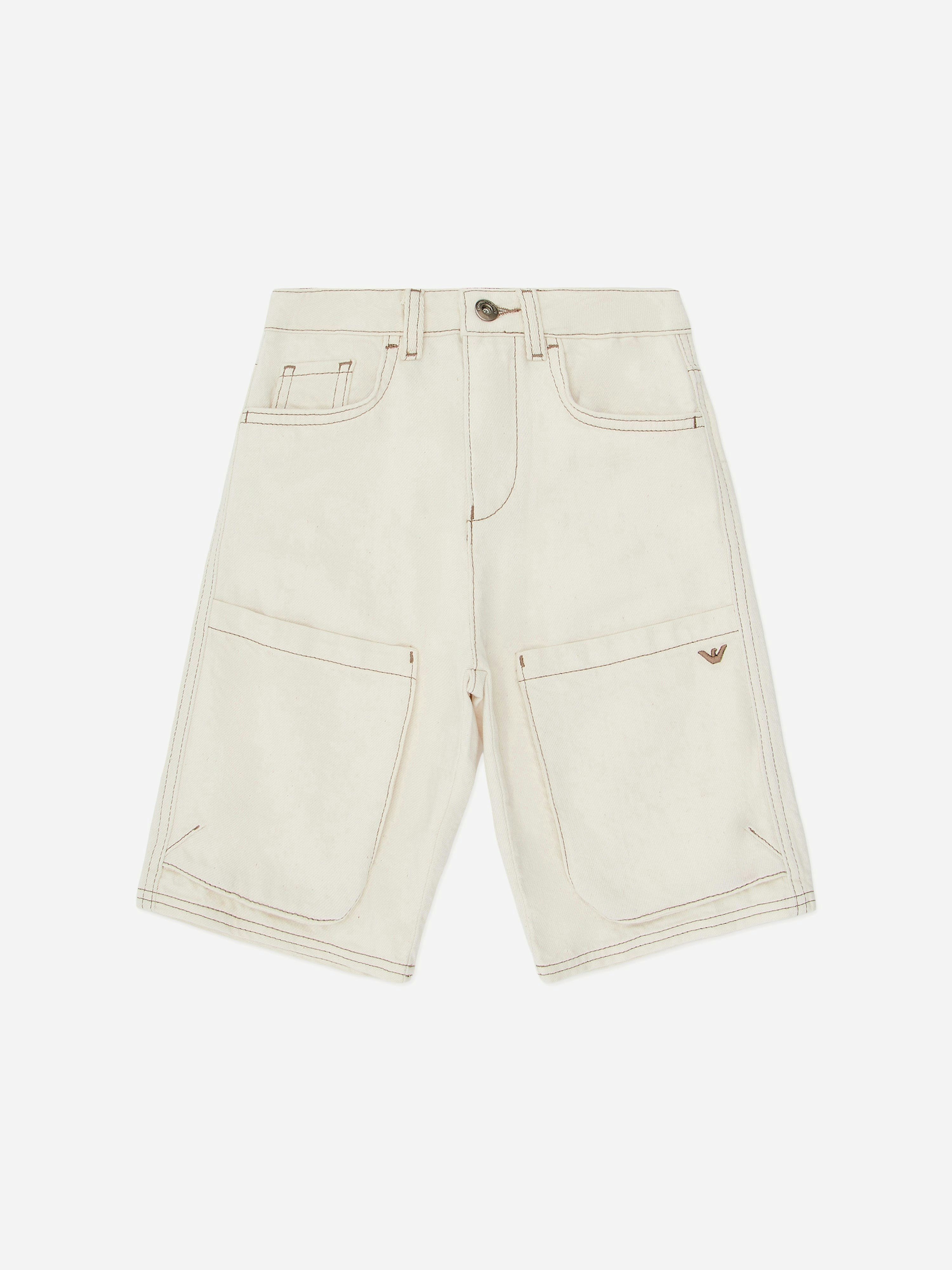 Emporio Armani Boys Beige Cotton Bermuda Shorts In - 4 Yrs