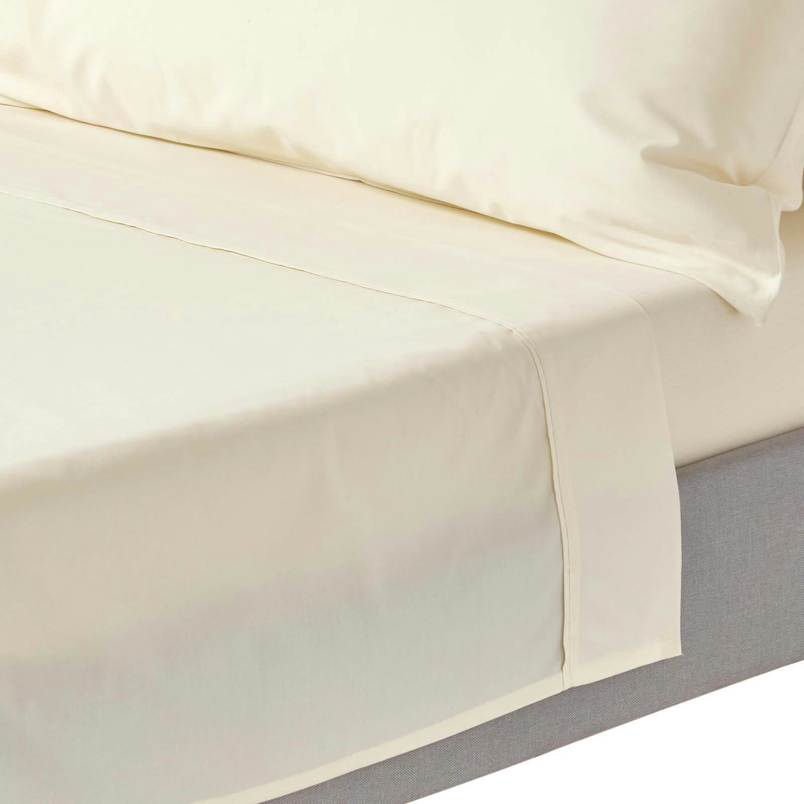 Rackhams Cream Crisp & Cool 200 Tc Egyptian Cotton Percale Flat Sheet - Double