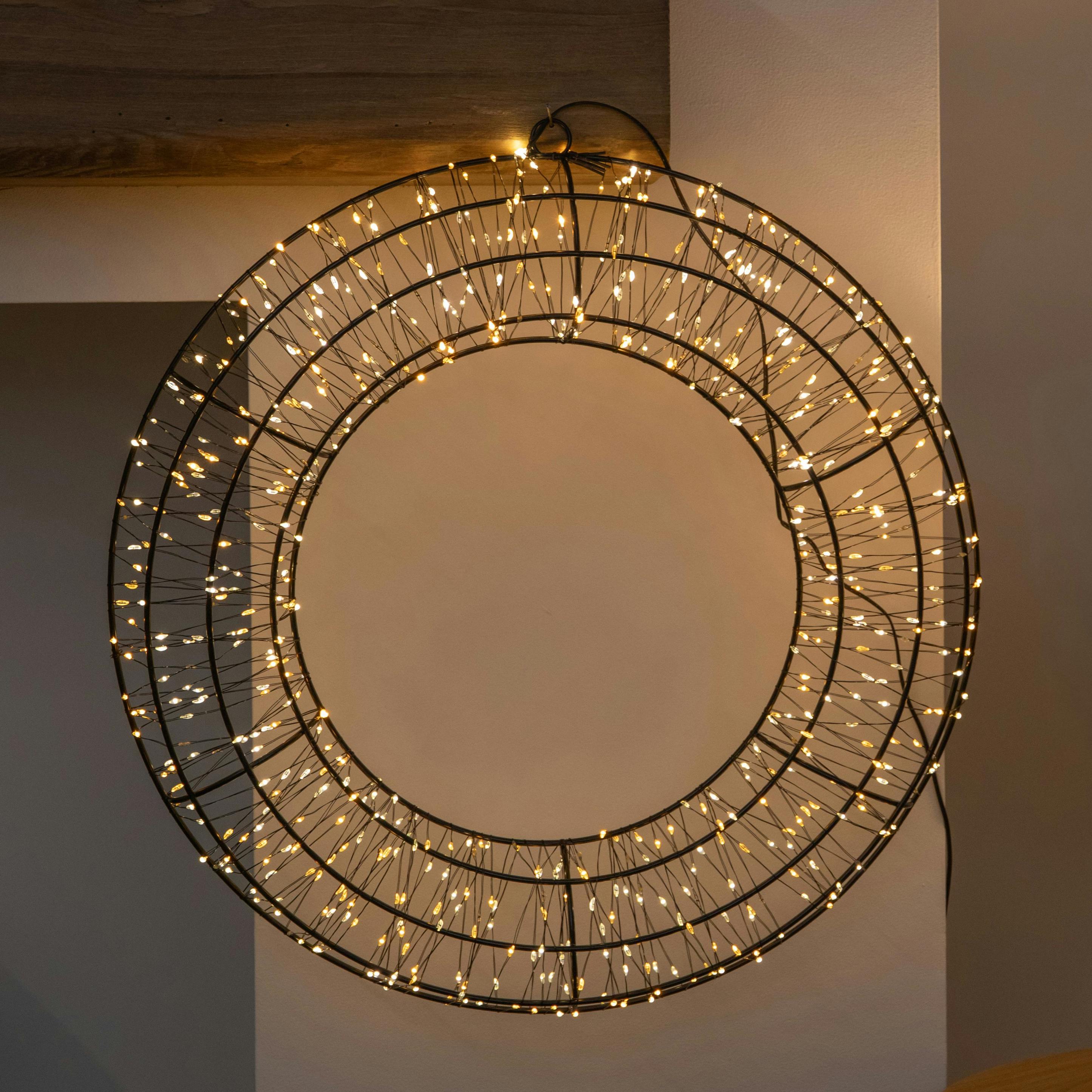 Samuel Alexander 50 Cm Light-Up 3D Metal Christmas Wreath With 720 Warm White Leds - Black - Image 4