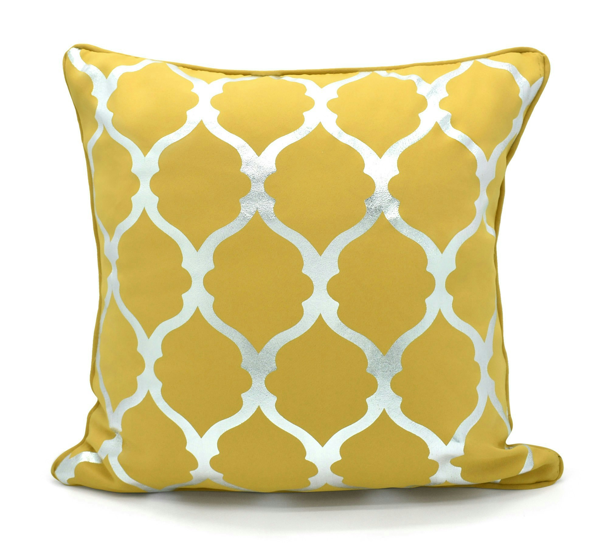 Velosso Modern Ethnic Pattern Foil Print Cushion - 43Cm X 43Cm - Ochre