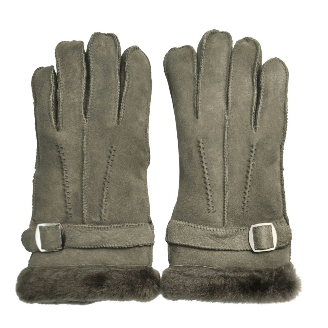 Infinity Leather Men's Grey ’S Sheepskin Suede Leather Wool Lining Gloves - Small