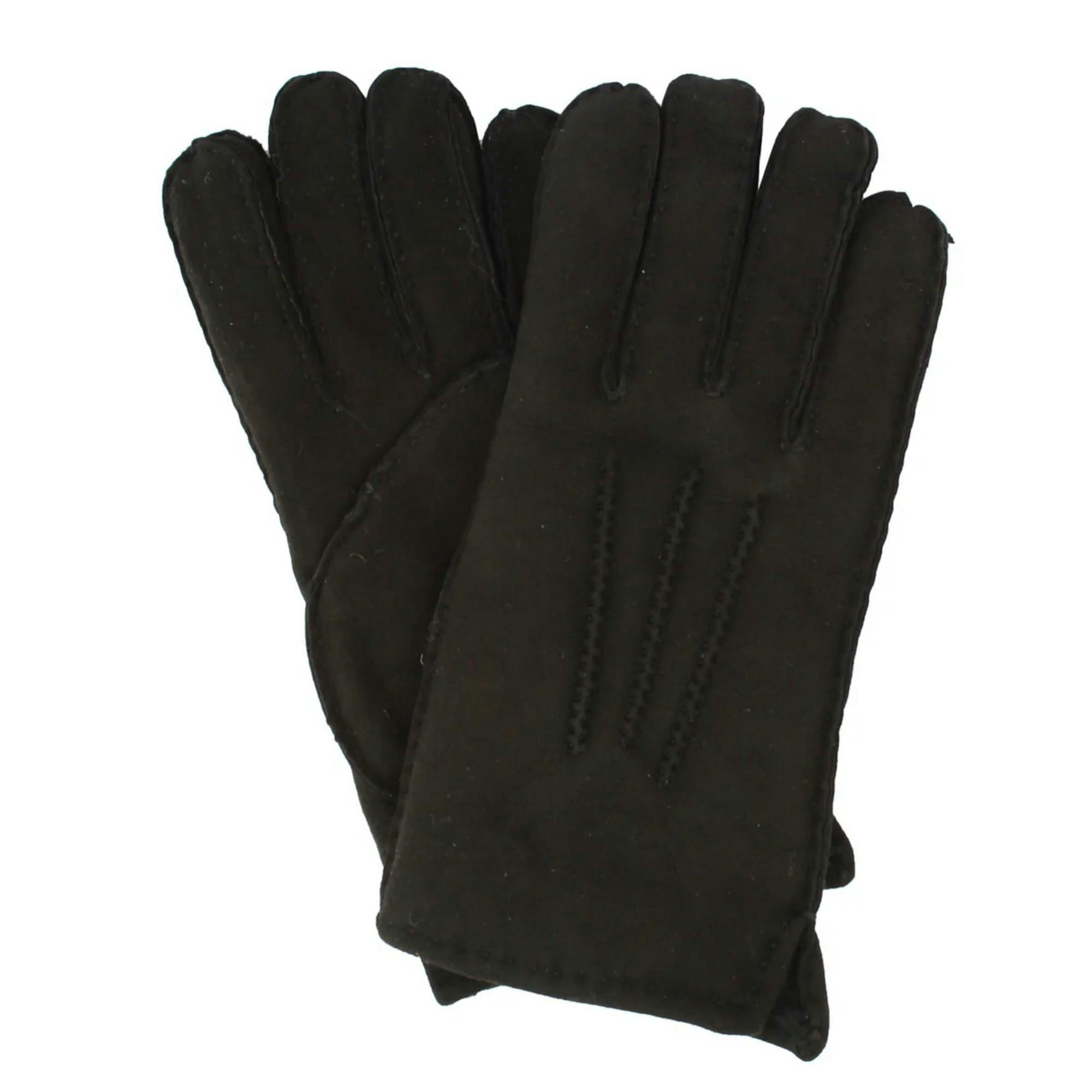 Eastern Counties Leather Women's Black Lsg/Sp Stitch Detail Sheepskin Gloves - L