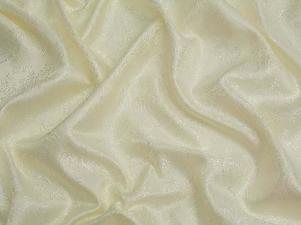 Minerva Ivory Core Range Woven Jacquard Lining Fabric - Paisley Design Dressmaking Fabric, 142.5 Cm / 57" Wide - Per Metre