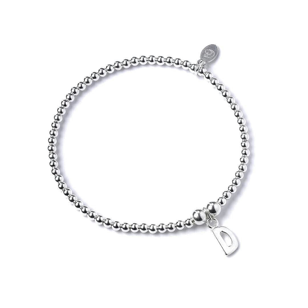 Mylee London Silver Letter Initial Sterling Ball Bead Bracelet - Yes - D