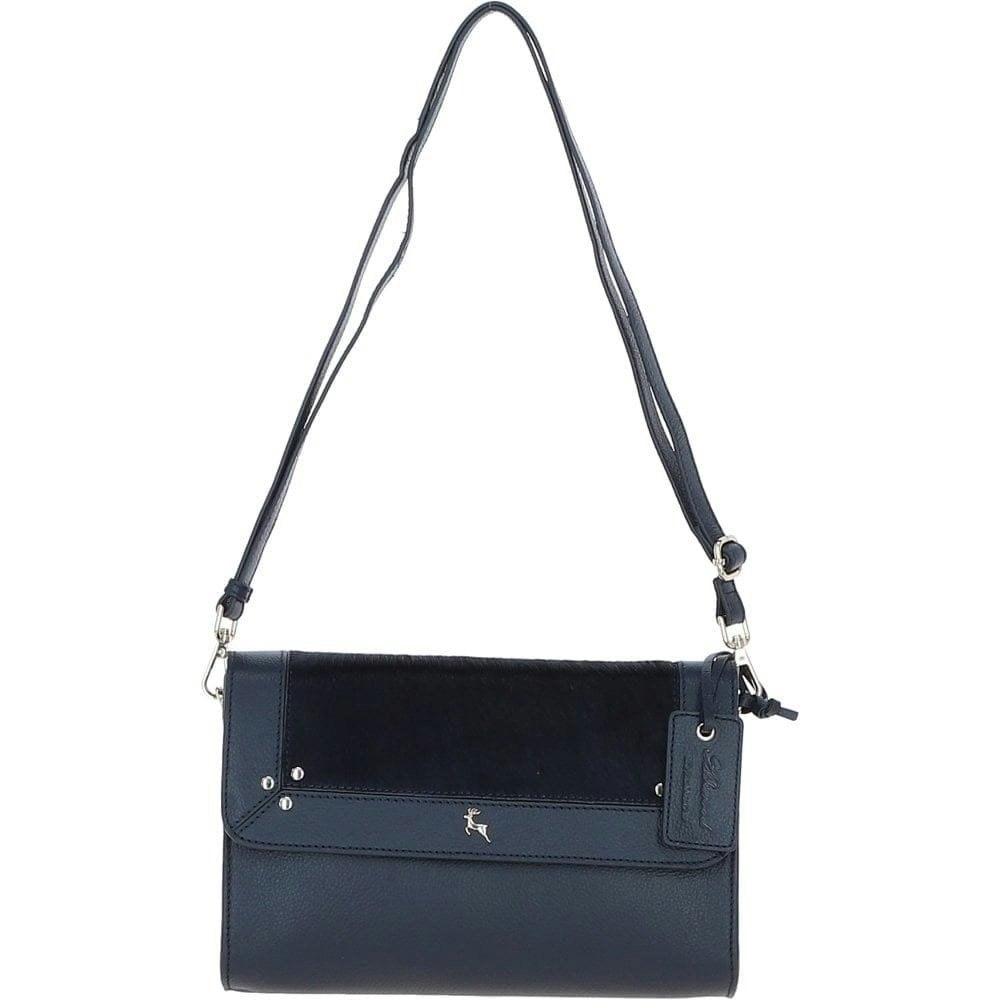 Ashwood Women's Grain 'Viviana' Natural Hair On Hide Medium Crossbody Bag - One Size - Navy - Leather
