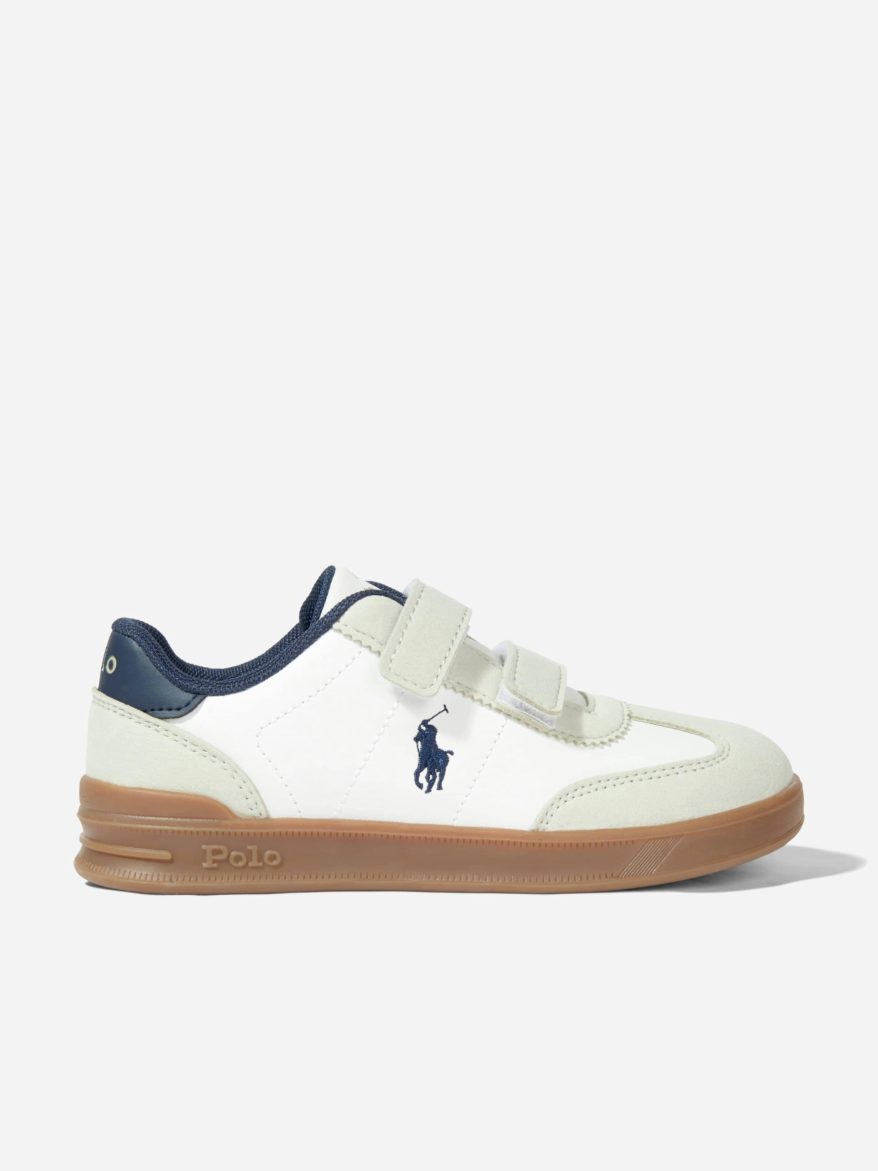 Ralph Lauren Kids Boys White/Cream Hollis Ez Trainers In - Eu 33 Uk 2 Us 2.5