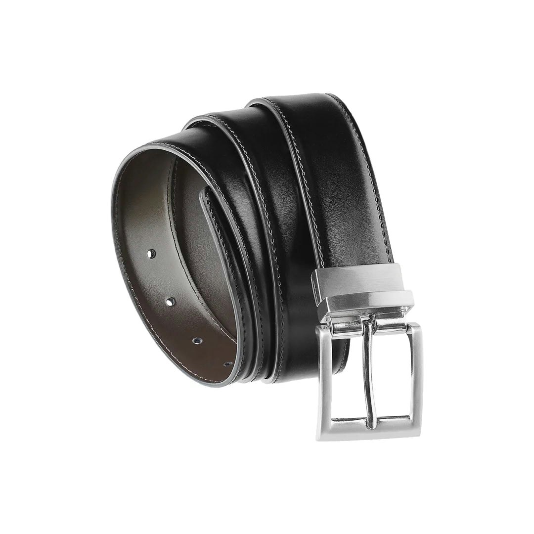Truclothing Men's Black/Brown ’S Leather Rotating Buckle Reversible Belt - 125 Cm