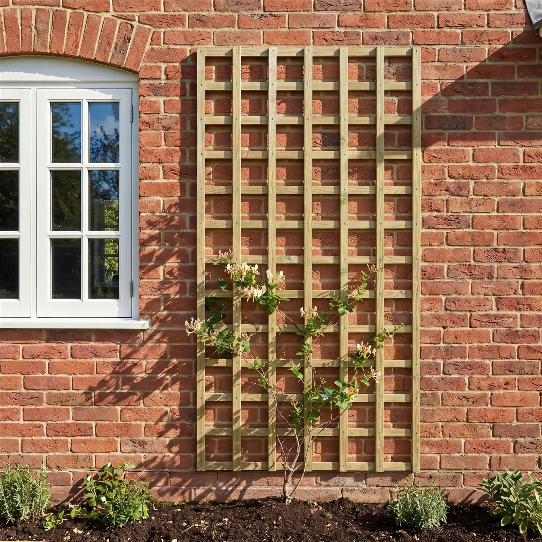 Premier Garden Supplies Pressure Treated (Tanalised) Standard Fence Panel 6Ft X 3Ft Square Garden Trellis Wooden Screen 5Pk | 182.8Cm X 90Cm, Flat Top Privacy Lattice, Pergola, Balcony & Patio Screening, Treated, Support For Plants & Vegetables - Image 2