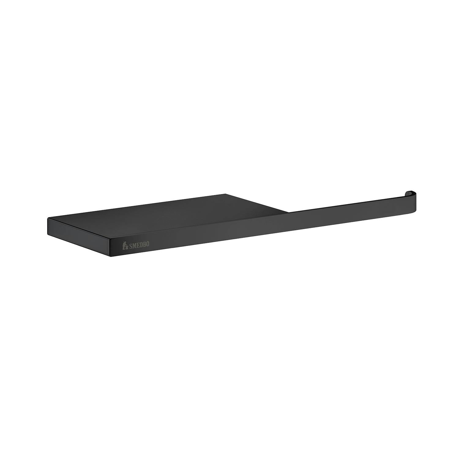 Smedbo Black Matt Toilet Roll Holder With Shelf