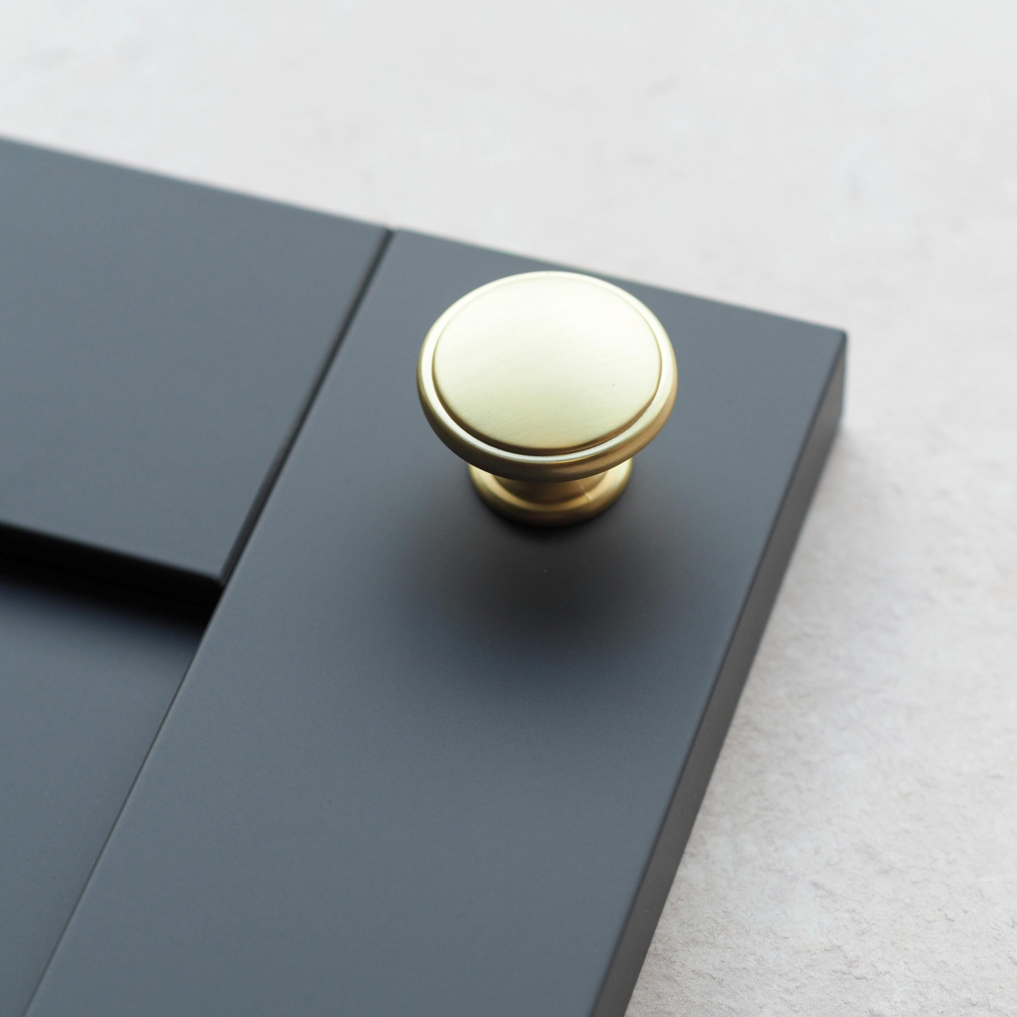 Rackhams Gold Brushed Brass Contemporary Handles And Coordinating Knobs - 38Mm Knob