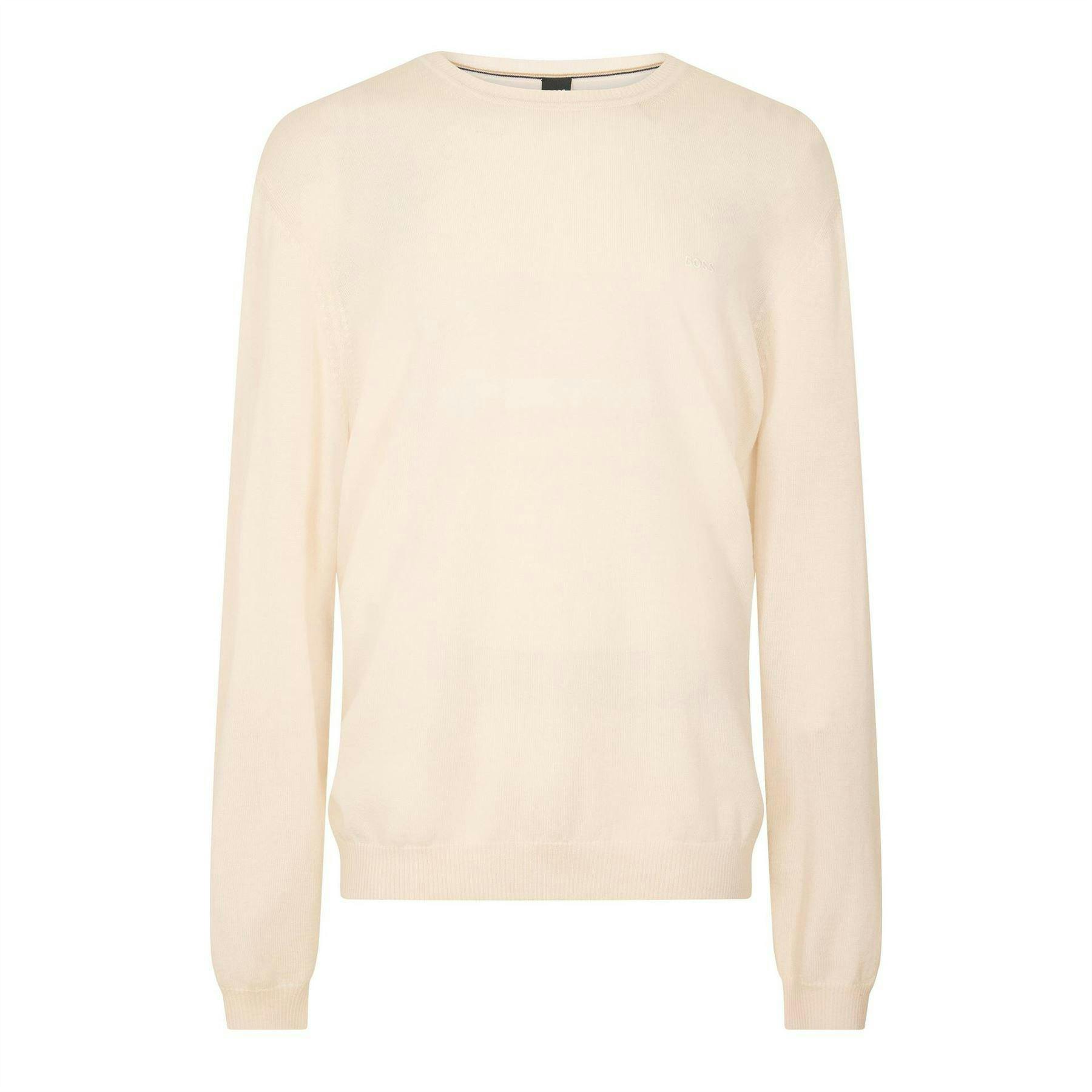 Boss Men's White Crew Neck Regular Long-Sleeved Sweatshirt - Xxl - 100% Mixed