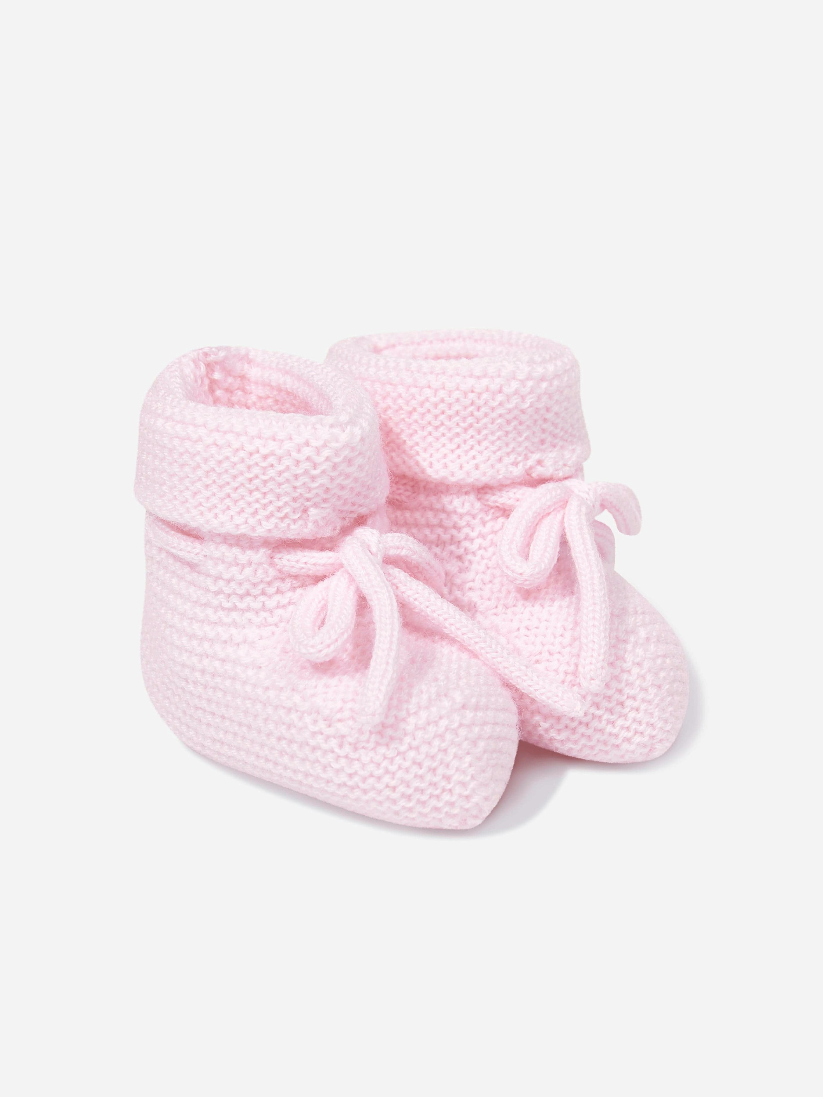 Paz Rodriguez Women's Pink Baby Girls Wool Knit Booties In - 12 Mths