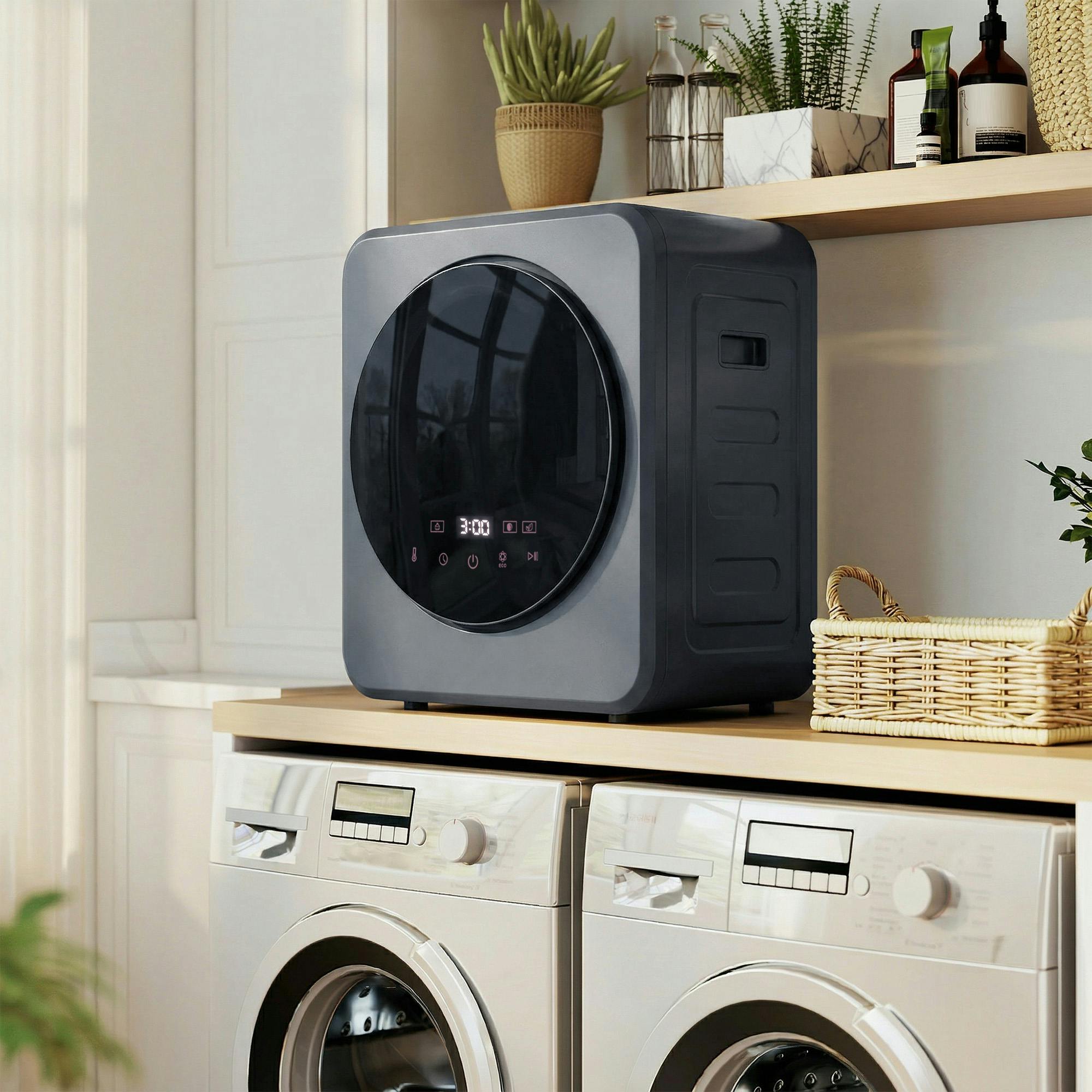 Homcom Grey 800W Compact Dryer Machine, 4Kg Small Vented Tumble Dryer - 48 X 44 X 57 Cm - Tumble Dryer
