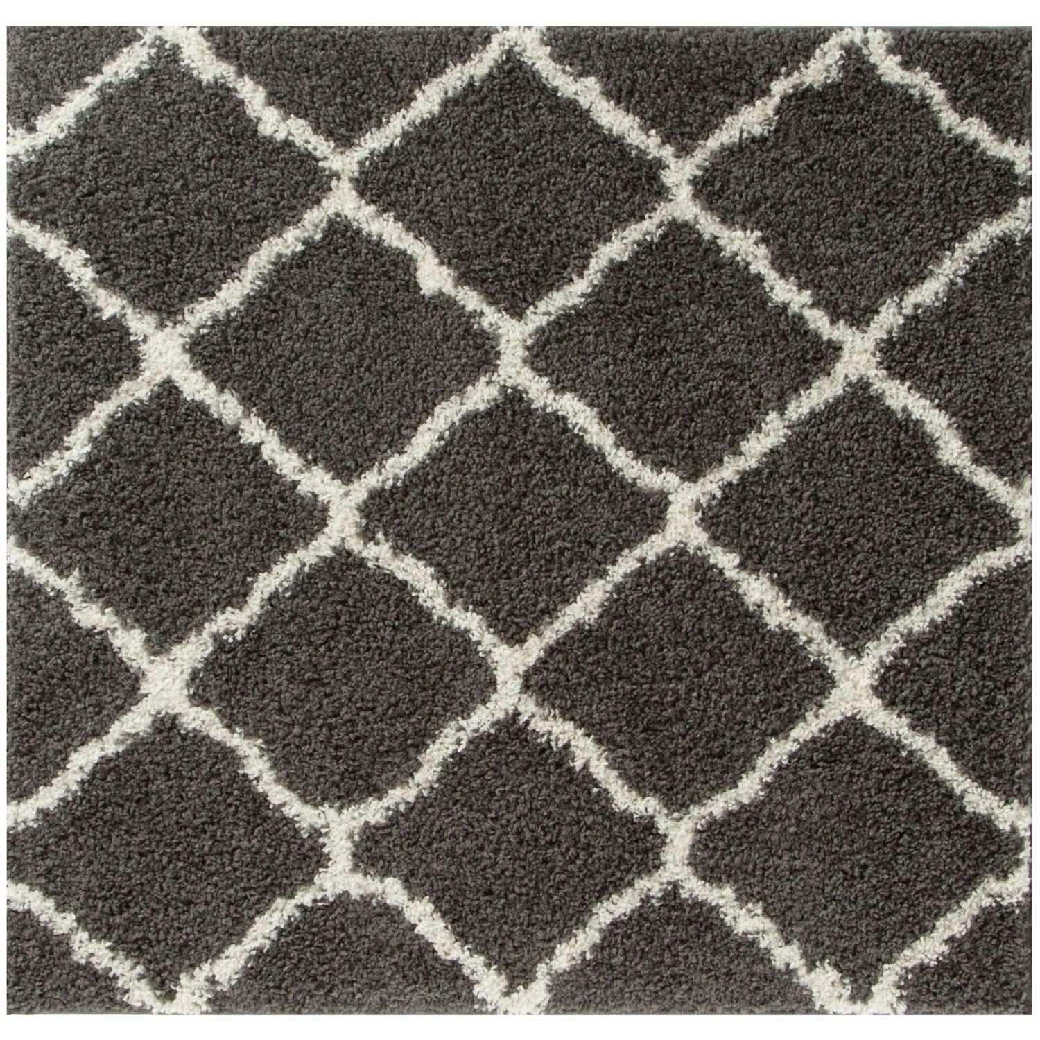 Rackhams Dark/Grey Moroccan Shaggy Rug | 740 - 120X120 Cm - Image 3