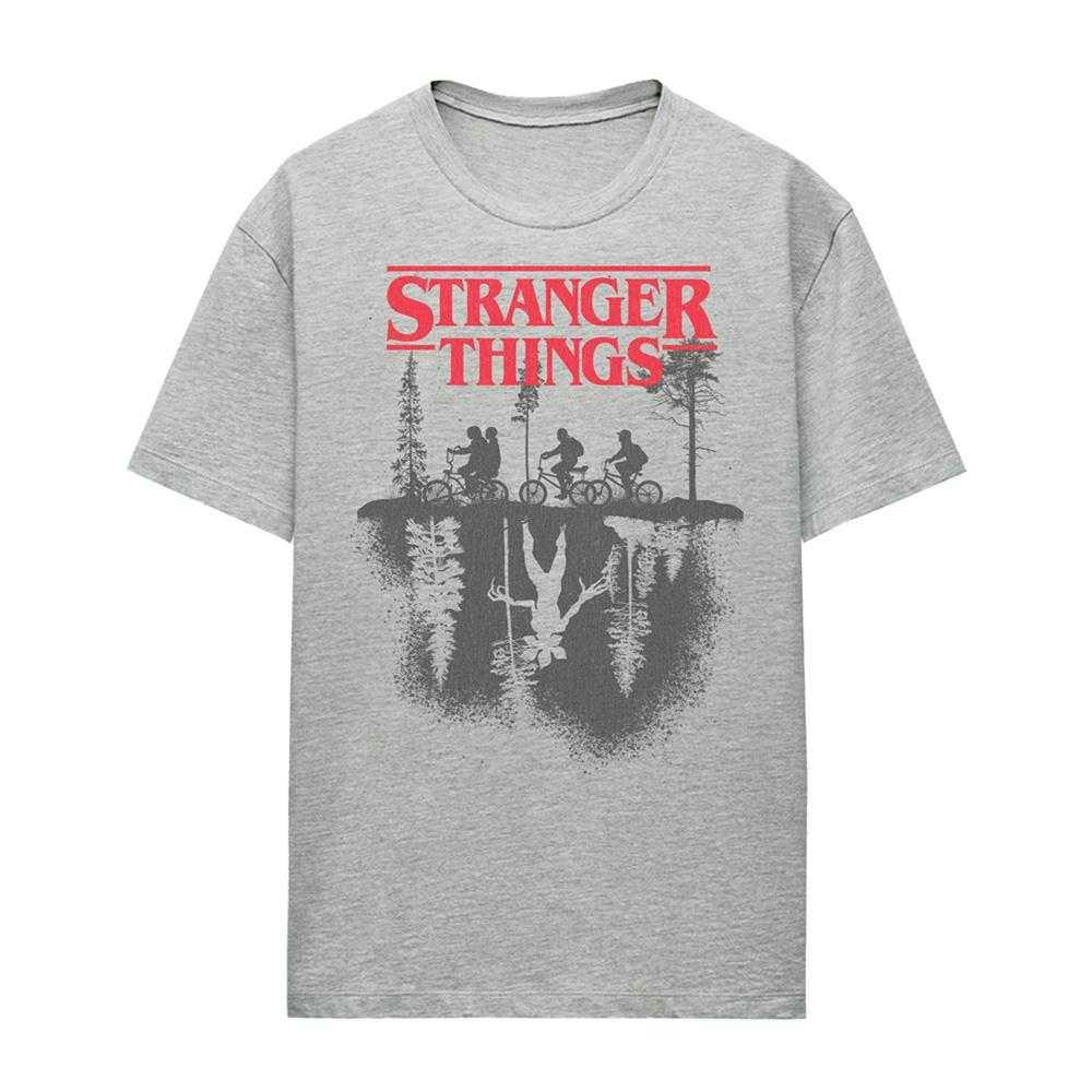 Stranger Things Women's Forest Silhouette Logo T-Shirt - Athletic Heather - S - Athletic Heather