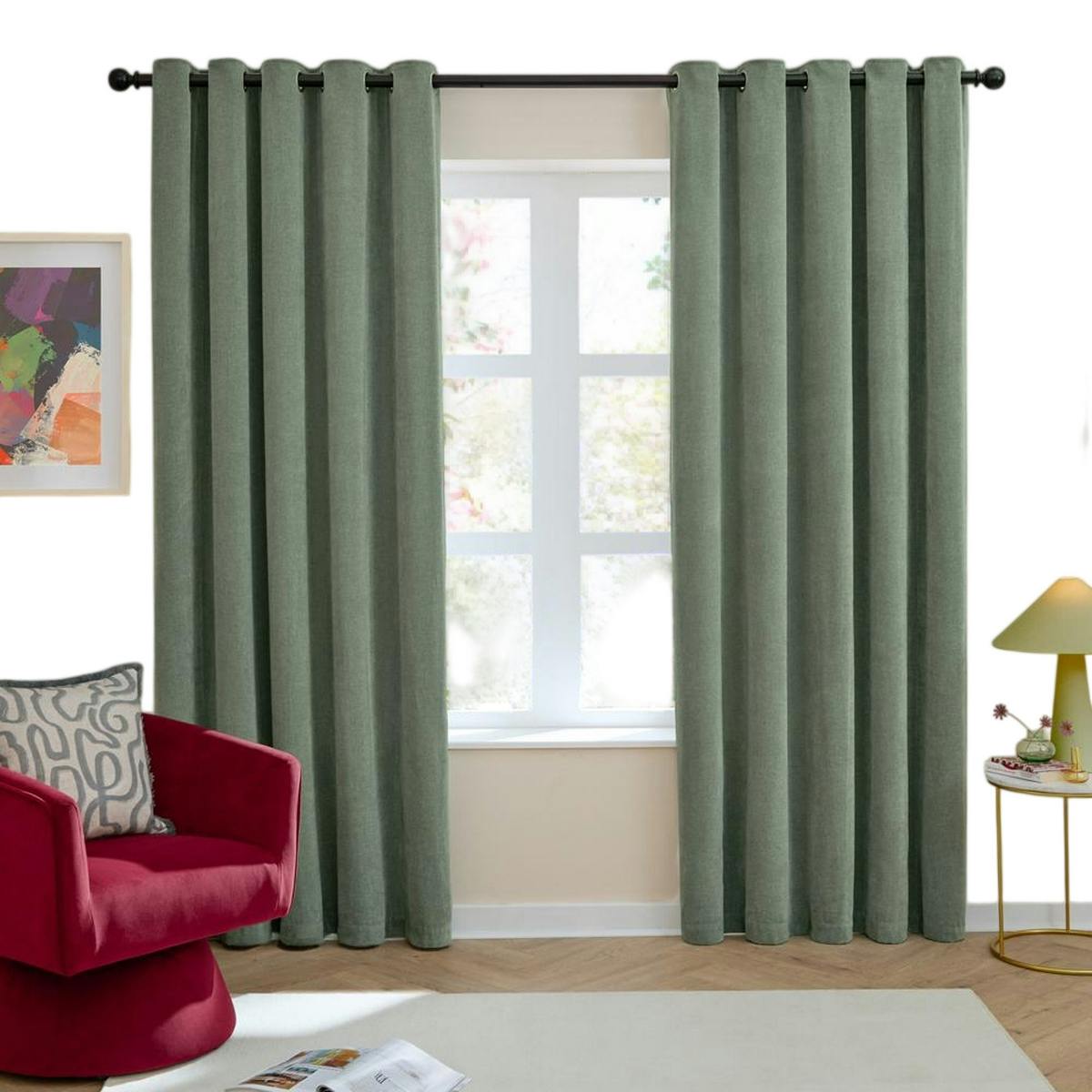 Rackhams Jupiter Chenille Eyelet Curtains - Grapefruit - 229Cm X 137Cm - Grapefruit - 100% Polyester