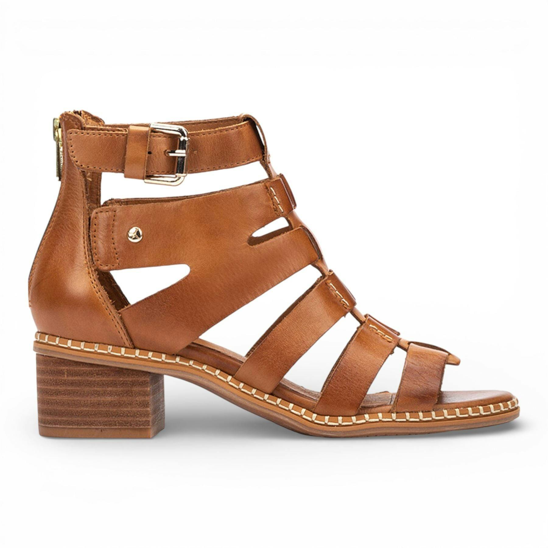 Pikolinos Women's Brown Leather Block-Heel Gladiator Sandals - Blanes - Chocolate - Uk 4 | Eu 37 | Us 6.5-7
