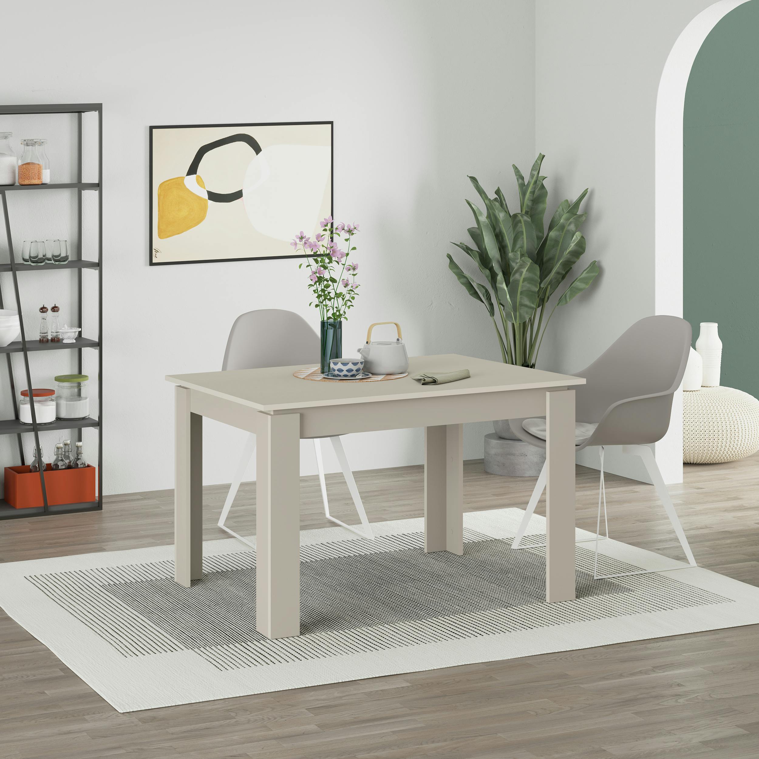 Rackhams Anthracite/Grey/White Tolmen Dining Table Rectangular Extendable Table For 4 Seater Contemporary Kitchen Table 120Wcm Living Room - Sandstone