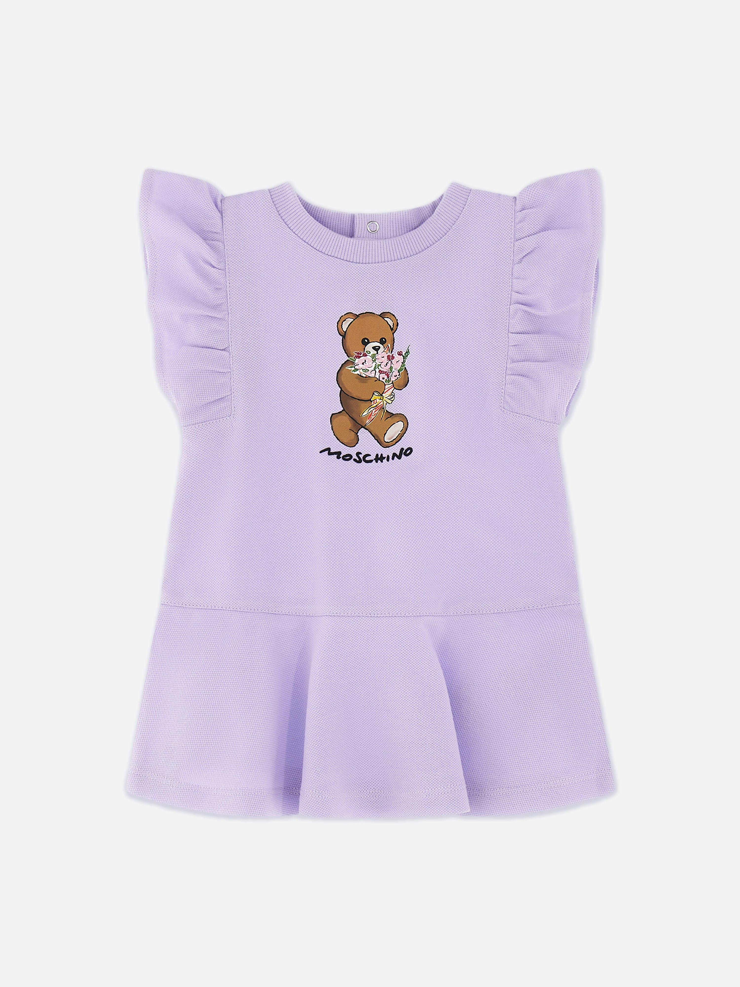 Moschino Kids Girls Purple Moschino Baby Teddy Bear Dress In - 3 Yrs