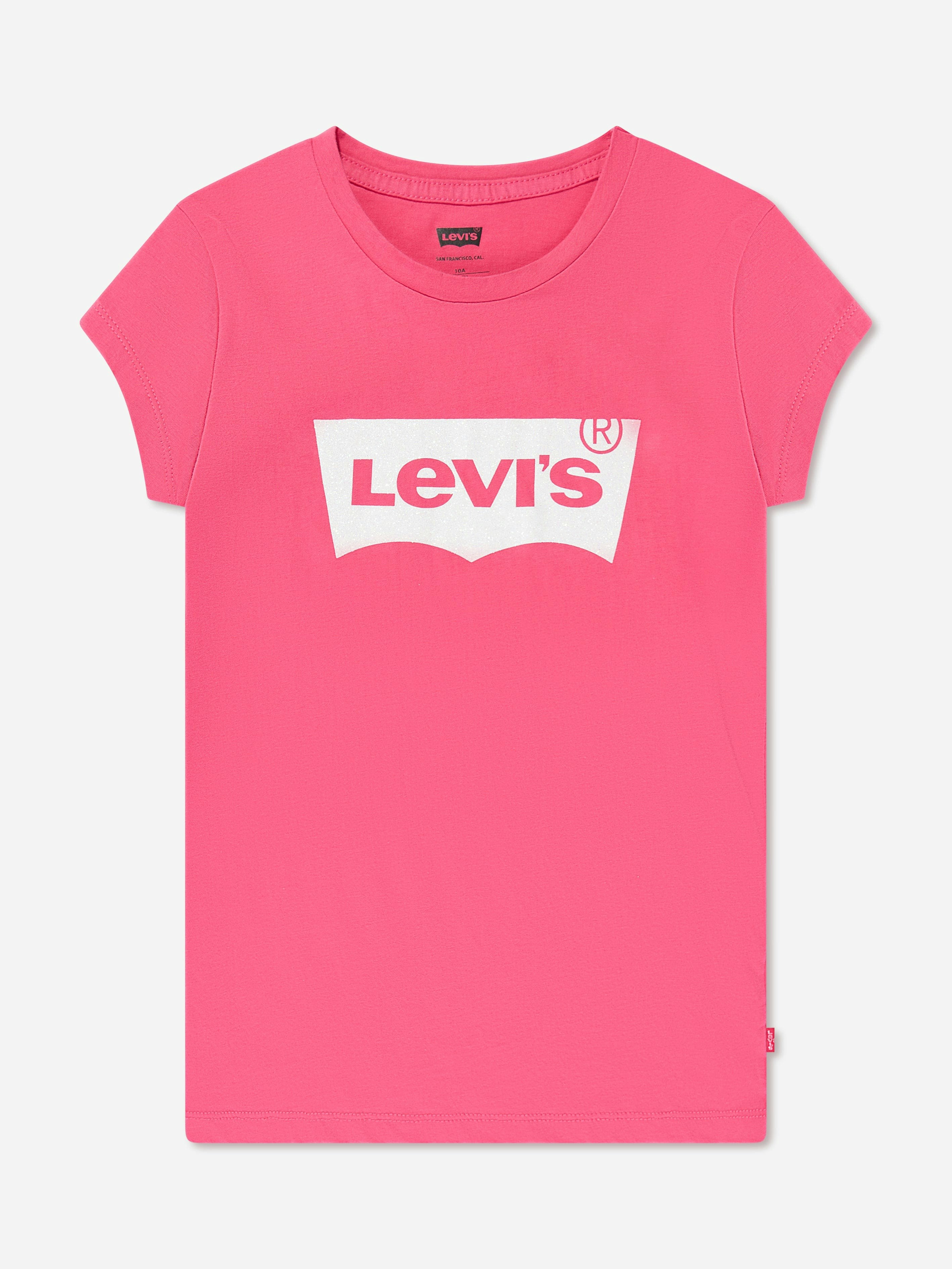Levi's Kids Wear Girls Pink Levi's Cotton Short Sleeve Batwing Logo T-Shirt - 14 Yrs