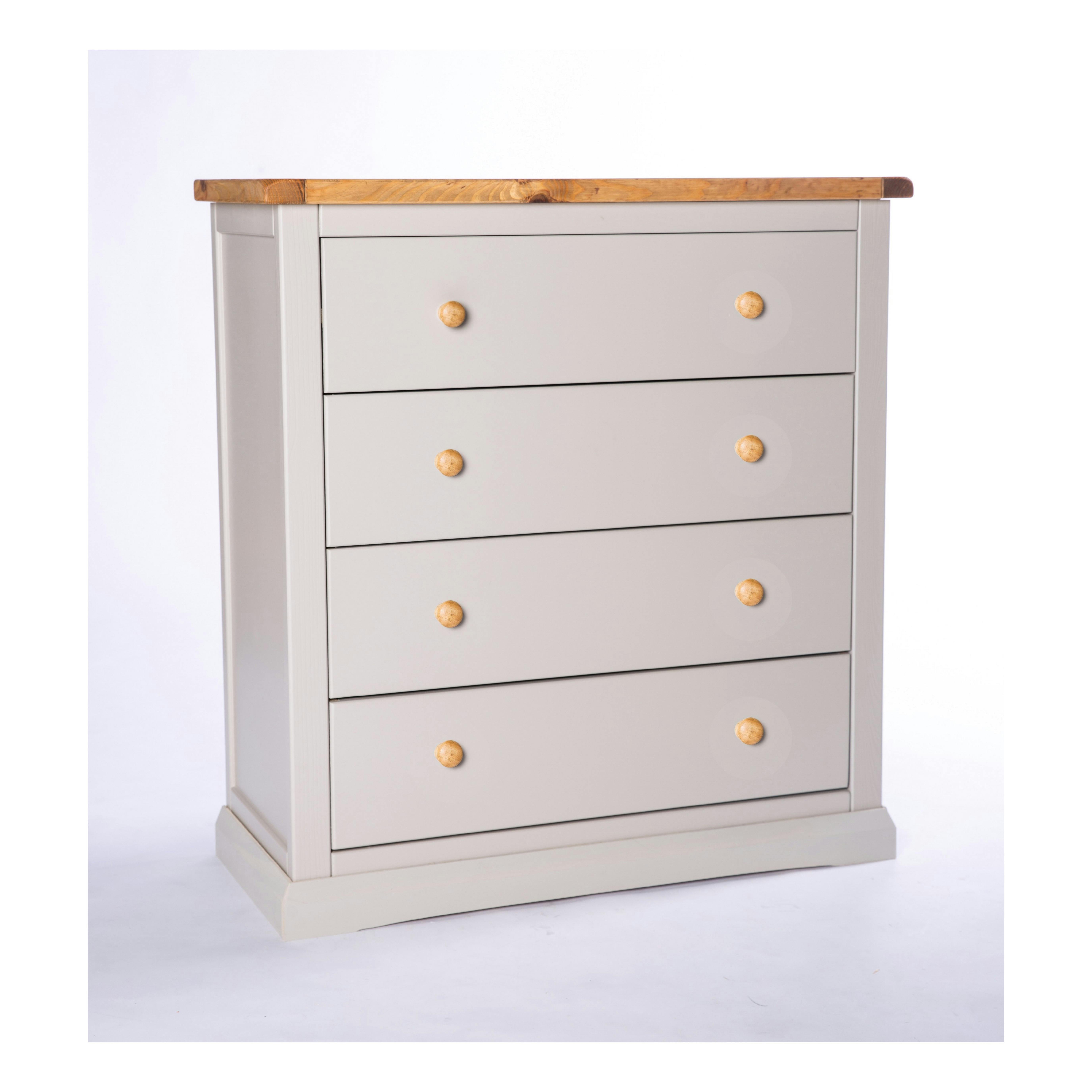 Rackhams Light/Grey Loreo 4 Drawer Chest Of Drawers Wood Knob
