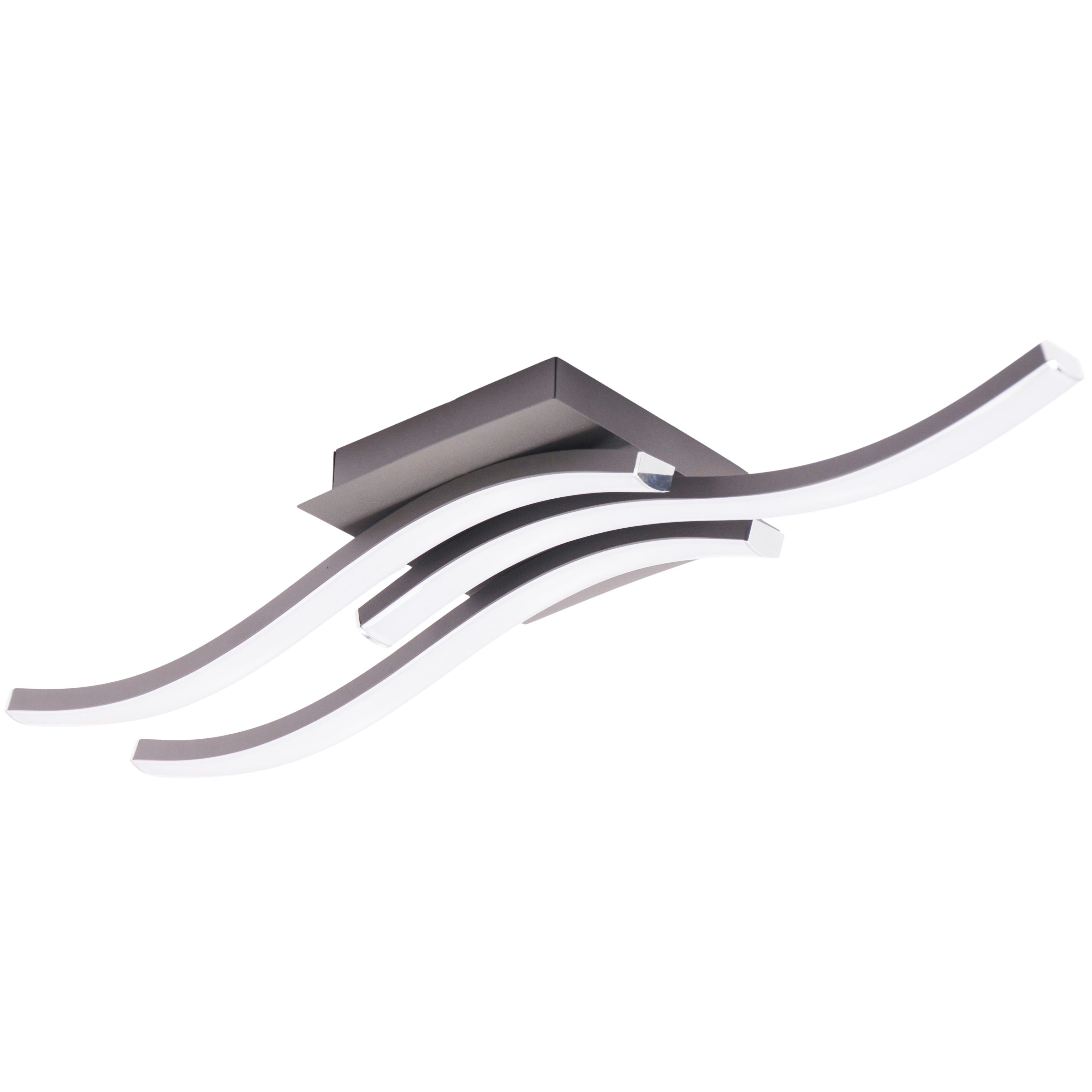 Rackhams Light/Grey Modern Triple Wavy Strip Flush Led Ceiling Fixture In Matte Sand