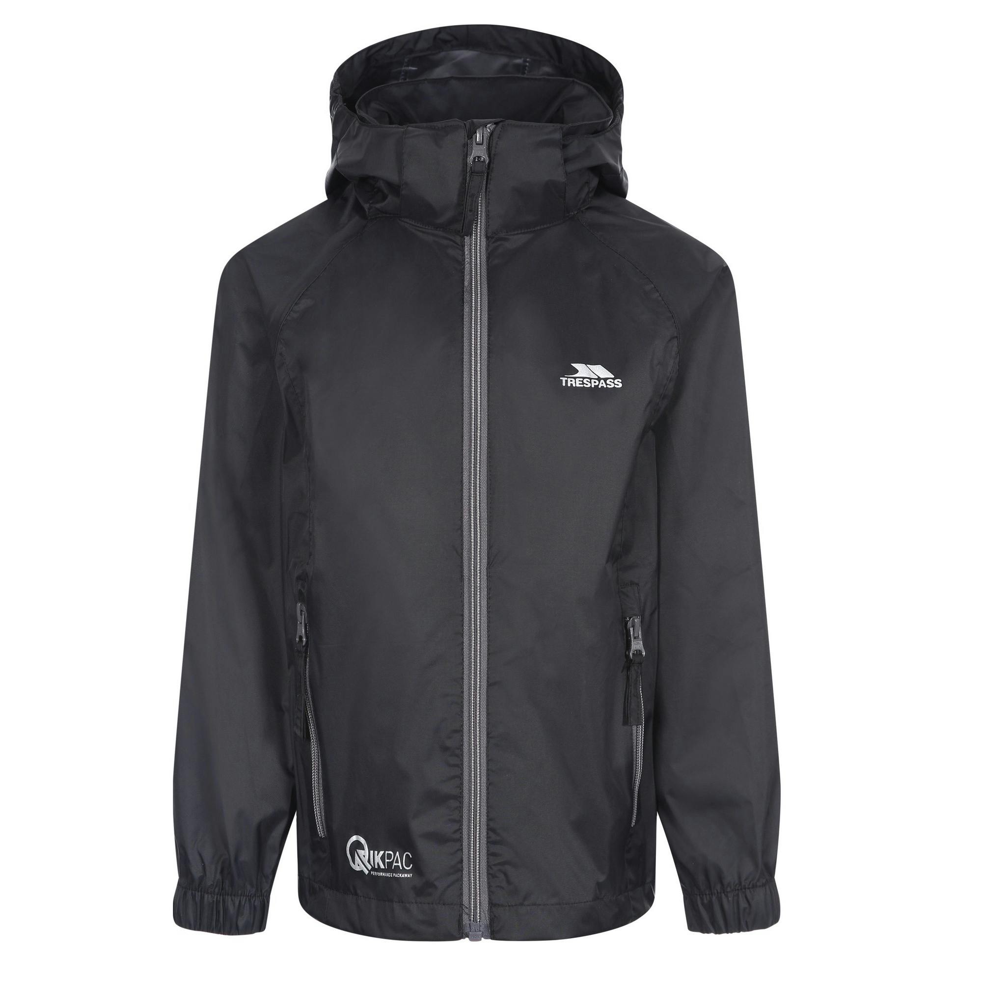 Trespass Unisex Black Qikpac X Packaway Jacket In | Size: 7-8 Years - Image 4