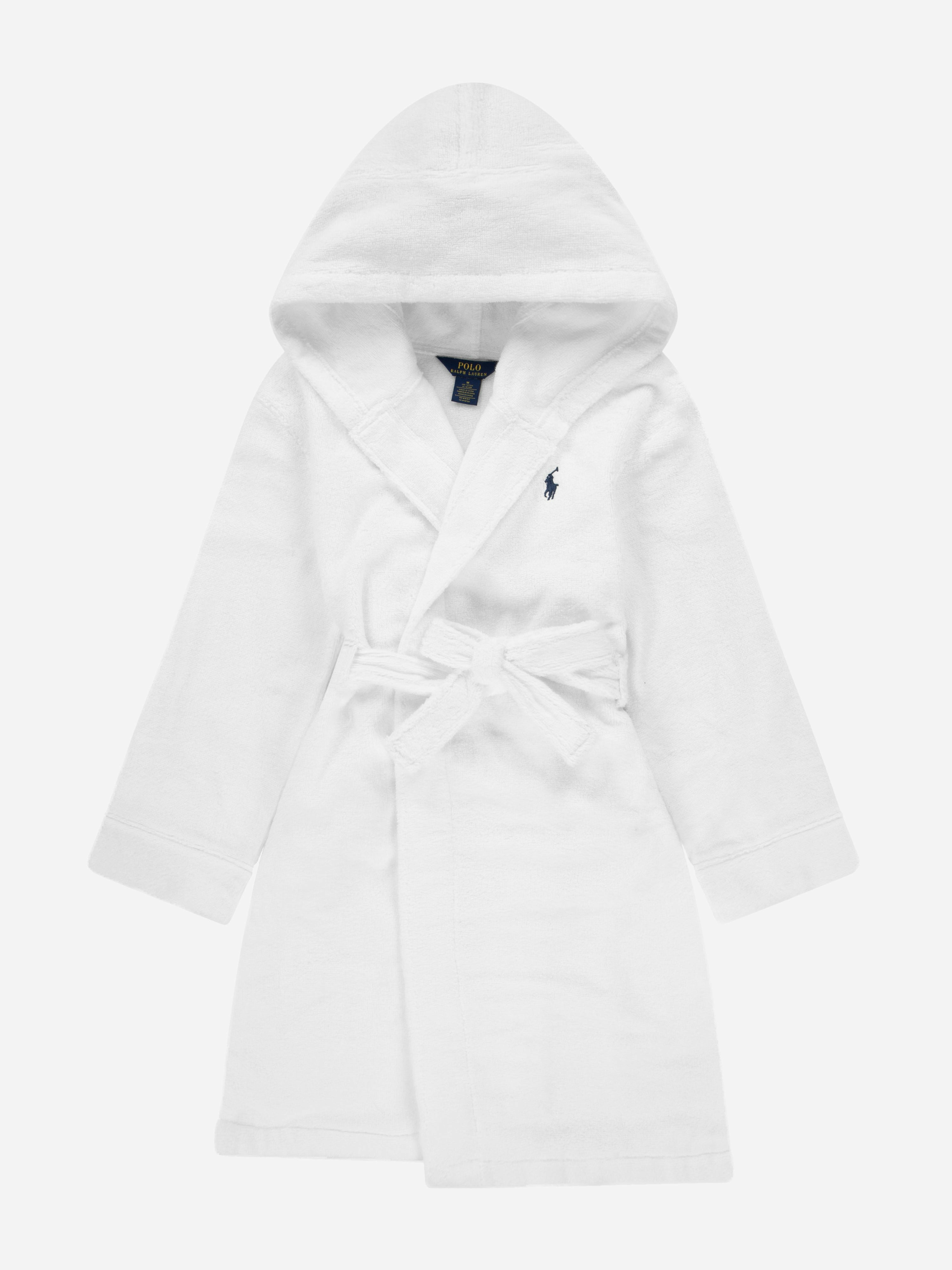 Ralph Lauren Kids Boys White Kids Hooded Plush Terry Bathrobe In - 3 Yrs