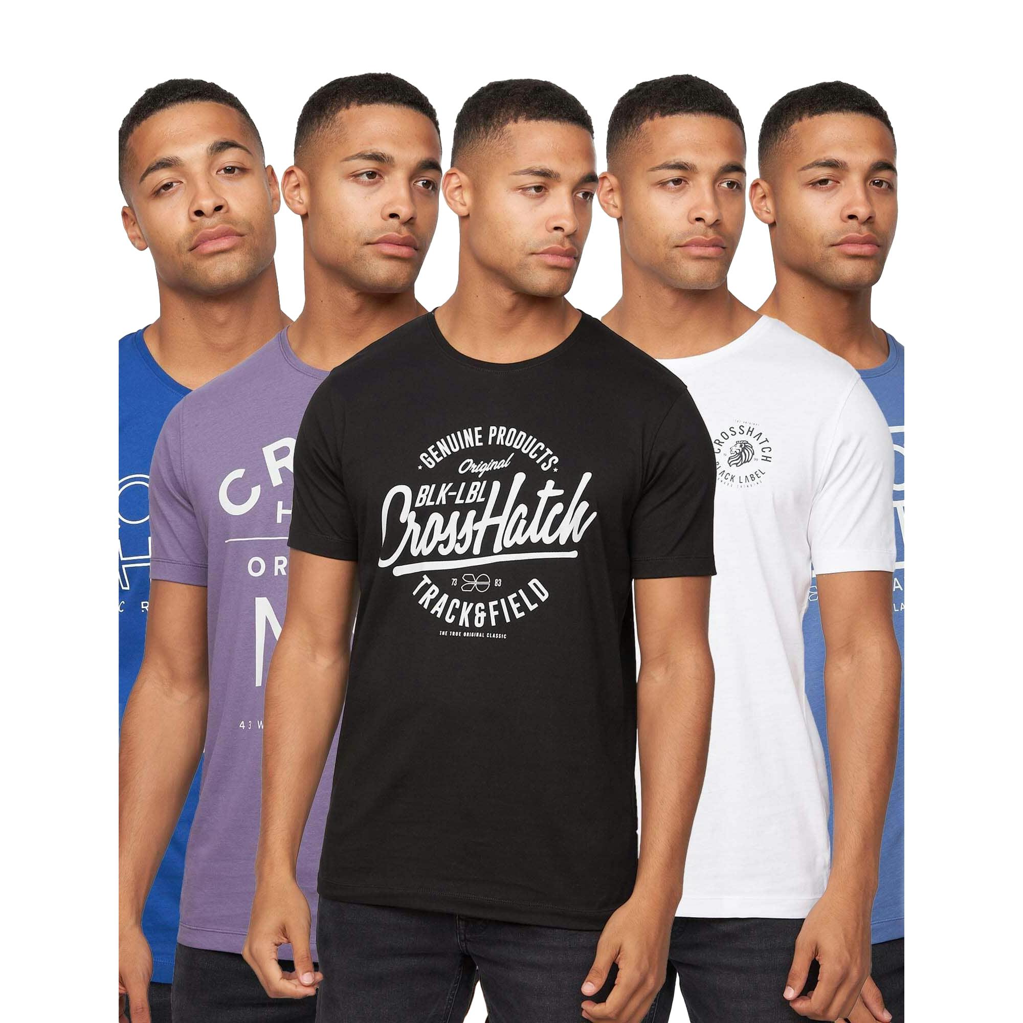 Crosshatch Men's Flomax Assorted Designs T-Shirt (Pack Of 5) - Multicoloured - S - Multicoloured - 100% Cotton